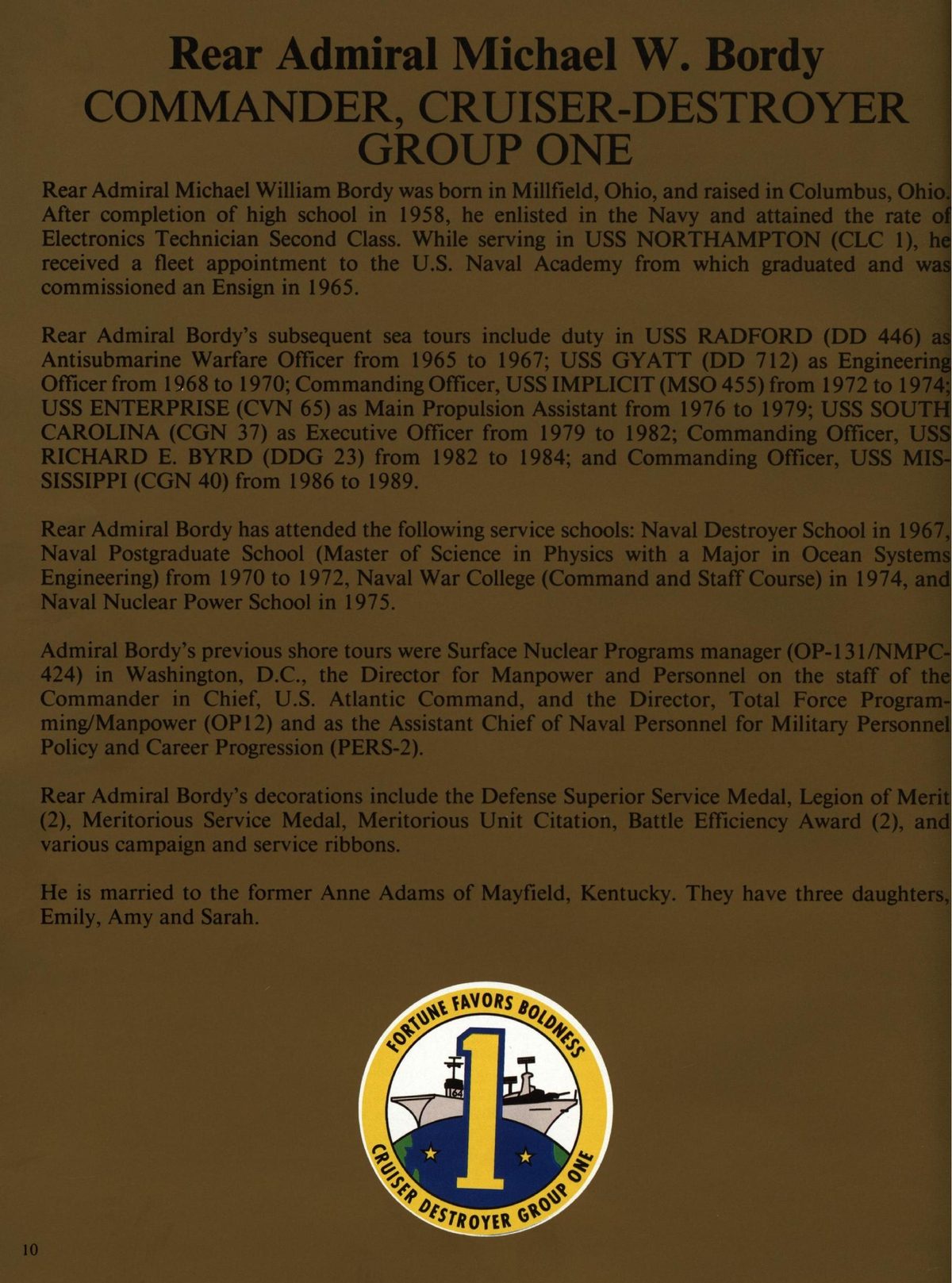 USS Constellation 1994–95 cruise book, page 12 — Command & Leadership: photographs and page layout, no machine-readable text