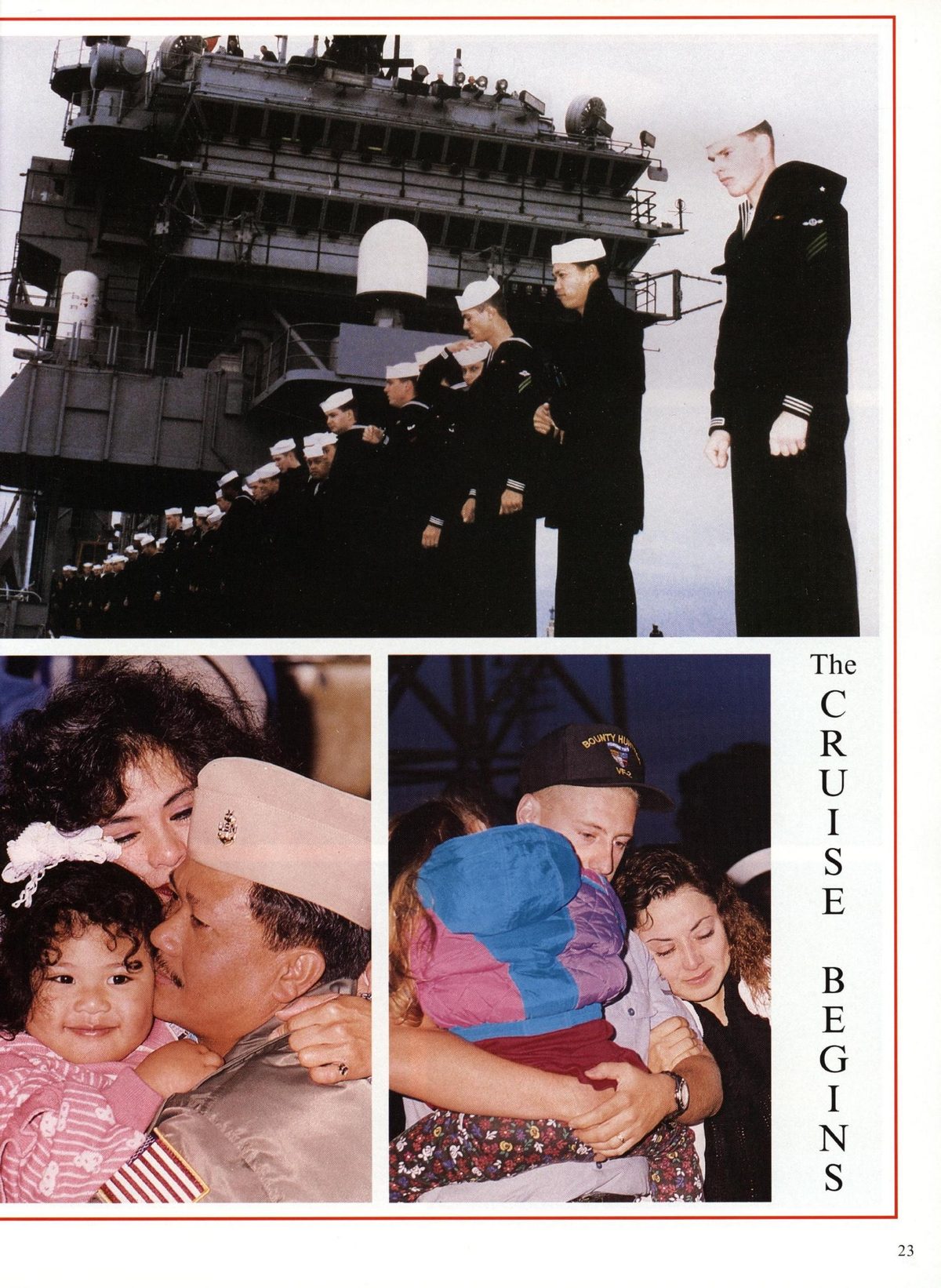 USS Constellation 1994–95 cruise book, page 25 — The Cruise Begins: photographs and page layout, no machine-readable text