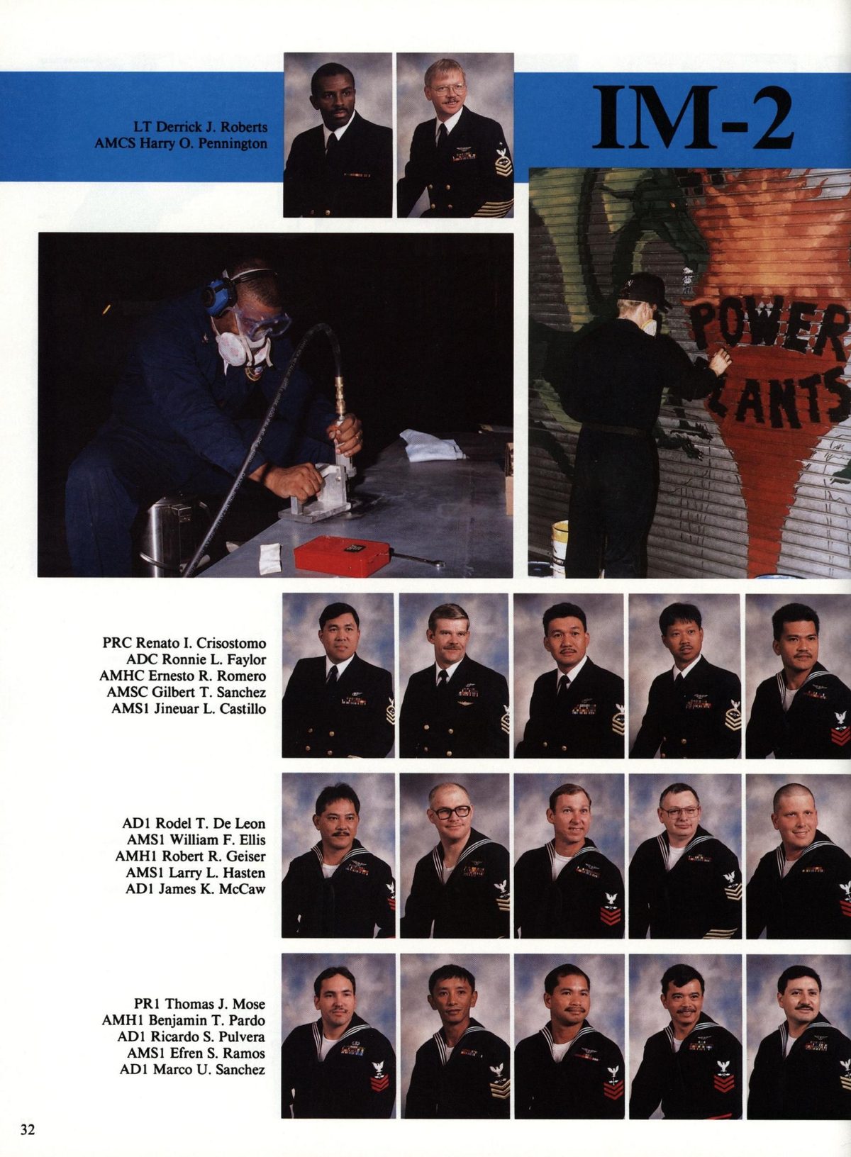 USS Constellation 1994–95 cruise book, page 32 (Ship's Company) — PRC Renato I. Crisostomo ADC Ronnie L. Faylor AMHC Ernesto R. Romero AMSC Gilbert T. Sanchez…