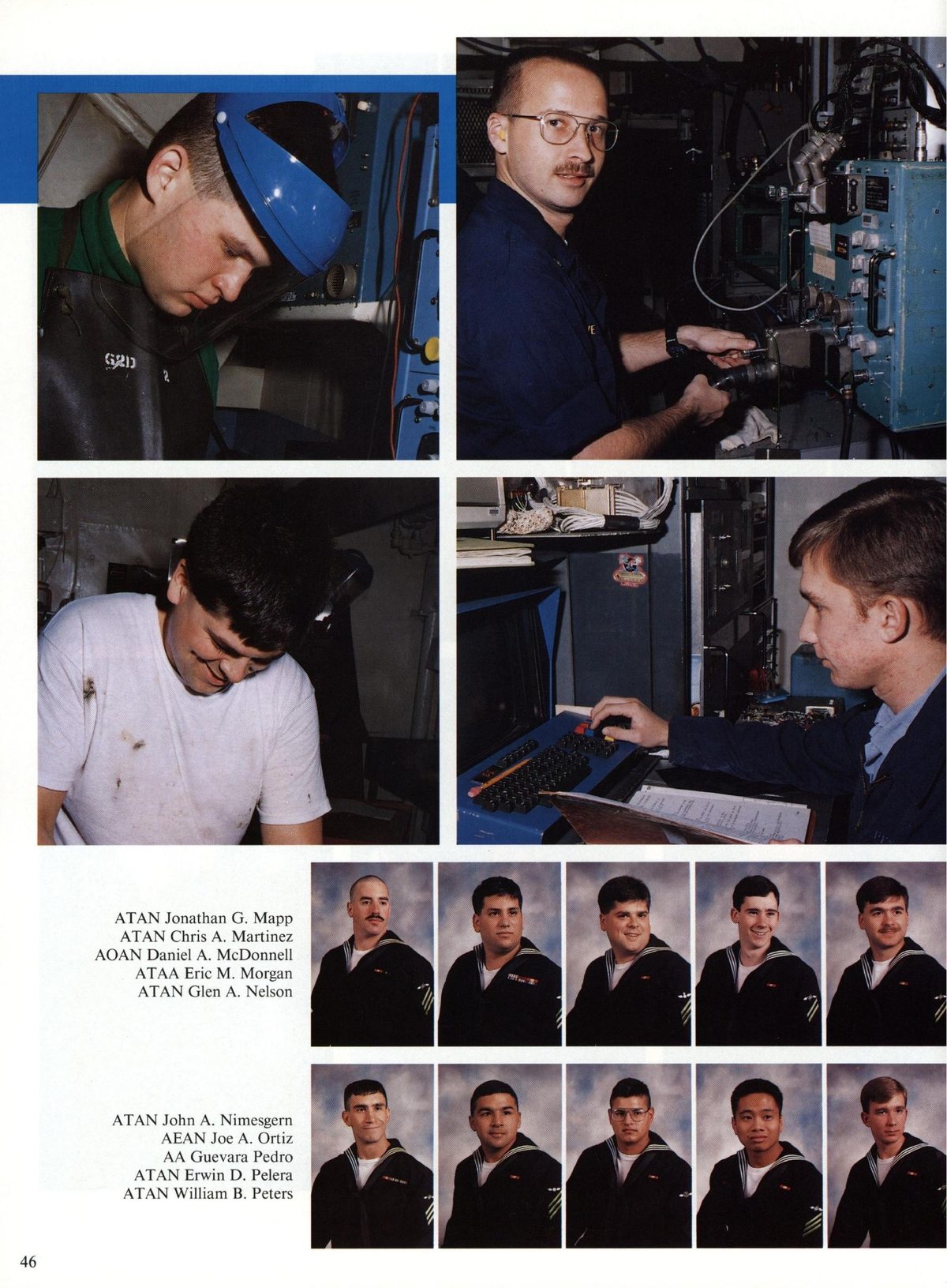 USS Constellation 1994–95 cruise book, page 45 (Ship's Company) — ATAN John A. Nimesgern ara Pedro TAN Erwin D. Pelera ATAN William B. Peters…