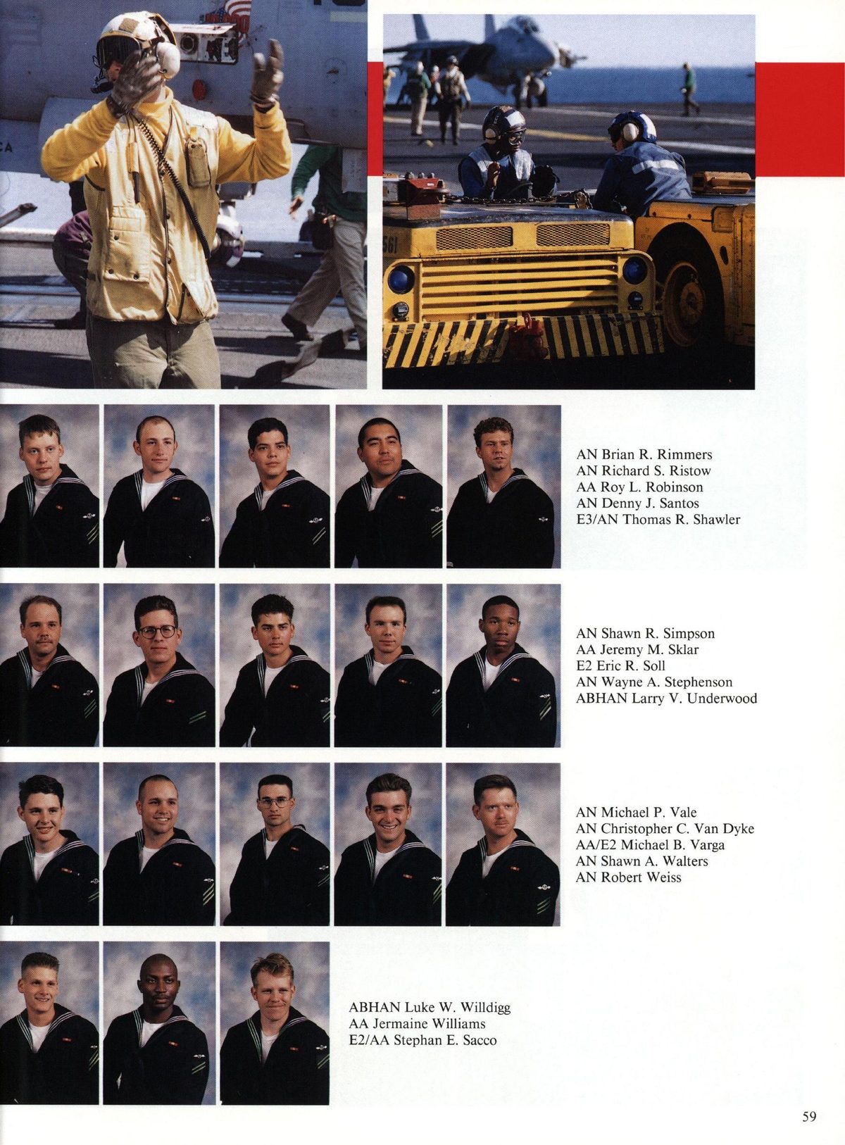 USS Constellation 1994–95 cruise book, page 57 (Ship's Company) — AN Brian R. Rimmers AN Richard S. Ristow AA Roy L. Robinson AN Denny E3/AN Thom: AN Shawn R. S…