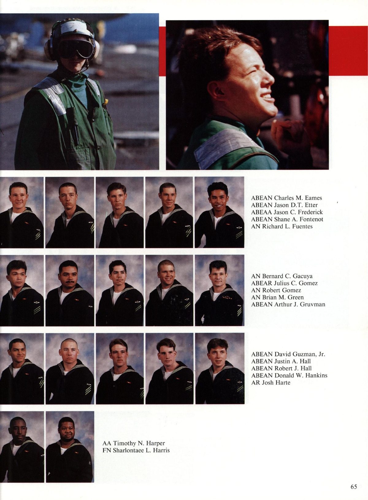 USS Constellation 1994–95 cruise book, page 63 (Ship's Company) — ABEAN Charles M. Eames ABEAN Jason D.T. Etter ABEAA Jason C. Frederick ABEAN Shane A. Fontenot…