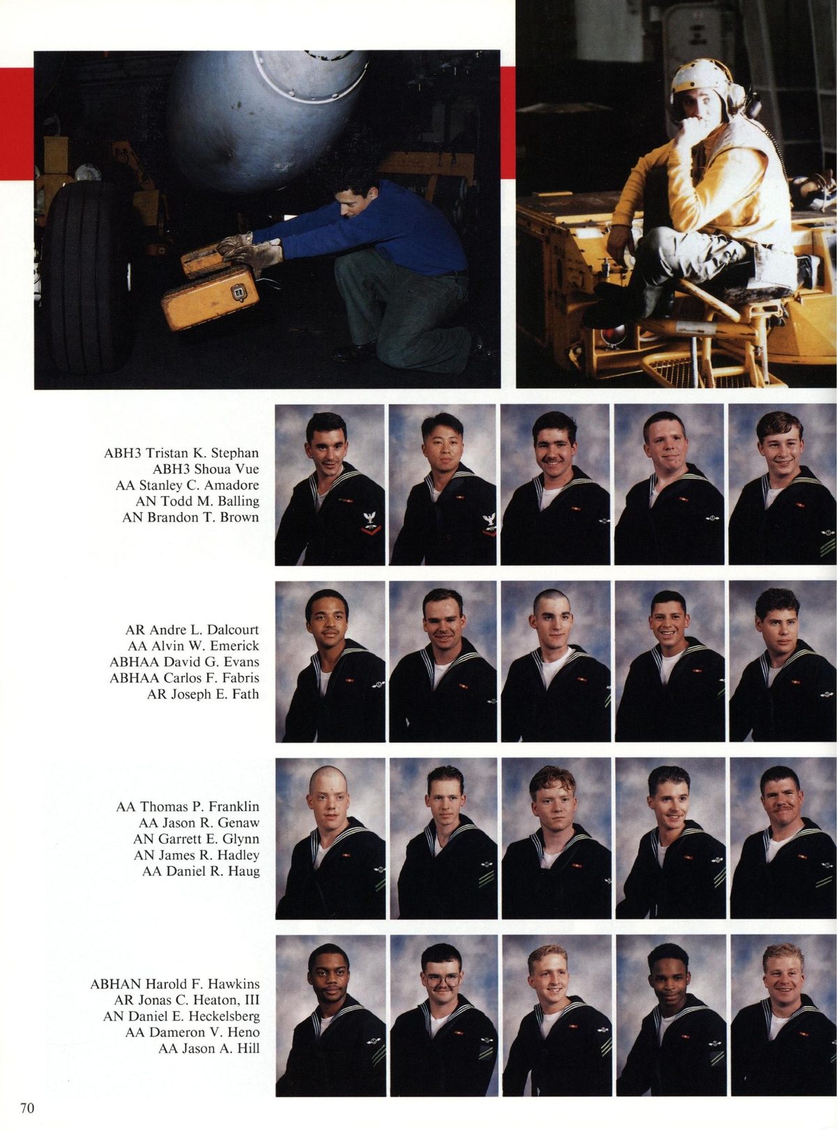USS Constellation 1994–95 cruise book, page 68 (Ship's Company) — ABH3 Tristan K. Stephan ABH3 Shoua Vue AA Stanley C. Amadore N Todd M. Balling AN Brandon T…