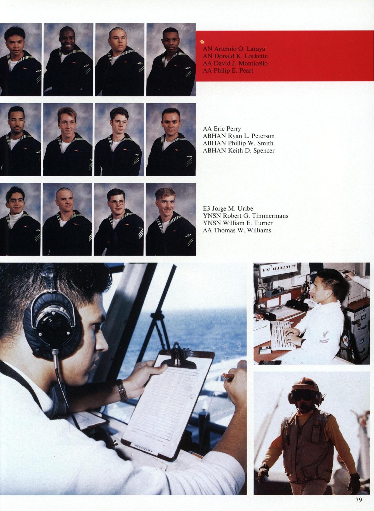 USS Constellation 1994–95 cruise book, page 77 (Ship's Company) — AN Artemio O, Laraya AN Donald K. Lockette AA David J, Monticello AA Philip E. Peart AA Eric…