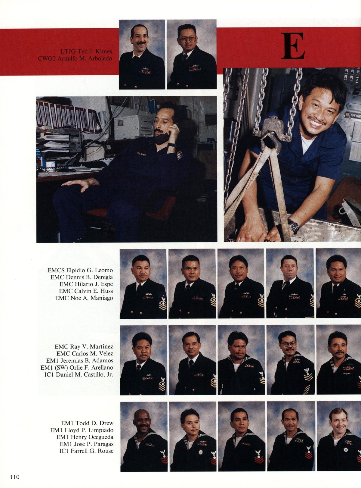 USS Constellation 1994–95 cruise book, page 103 (Ship's Company) — EMCS Elpidio G. Leom EMC Dennis B. Deregla EMC Hilario J. Espe EMC Calvin E. Hu: EMC Noe A…