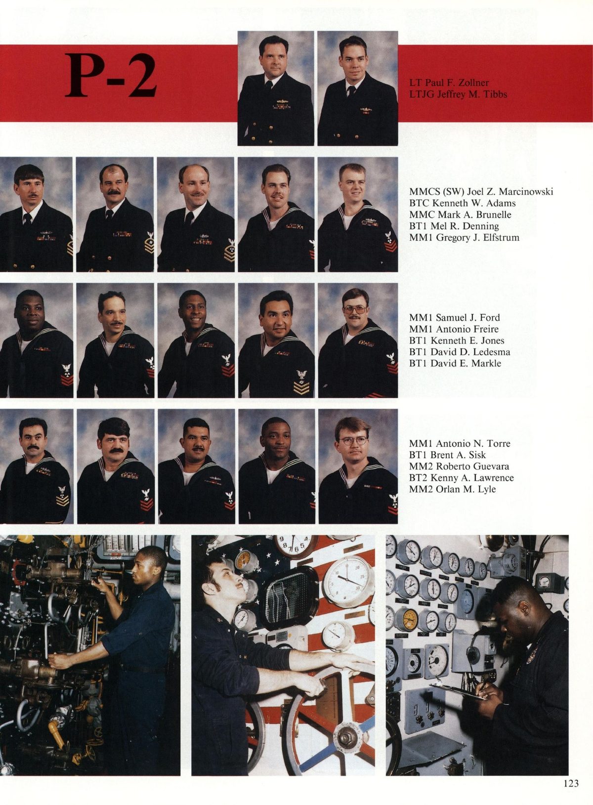 USS Constellation 1994–95 cruise book, page 116 (Ship's Company) — (SW) Joel Z. Marcinowski enneth W. Adams . Brunelle BTI Mel R. Denning MMIC ory J. Elfstrum…