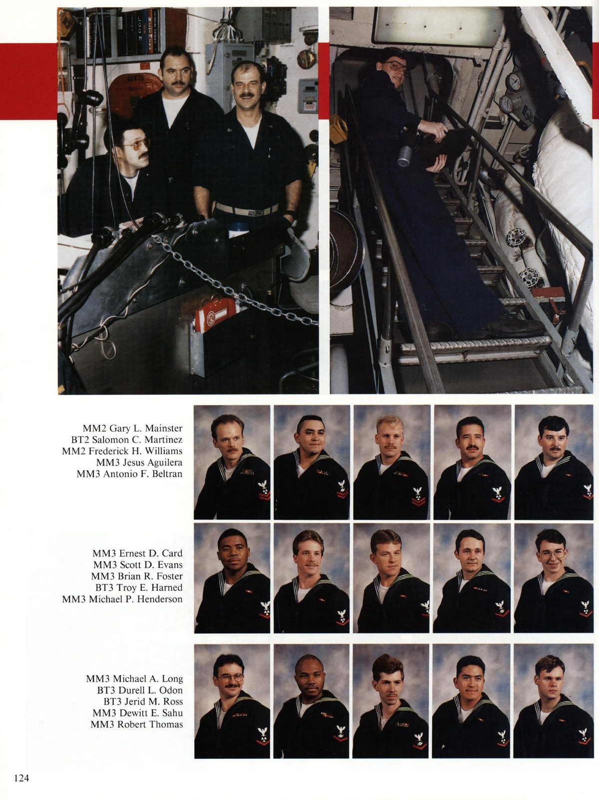 USS Constellation 1994–95 cruise book, page 117 (Ship's Company) — pea) 2 | DAP AAATTS an \ Geet coe MM2 Gary L. Mainster alomon C. M; MM? Frederick H…