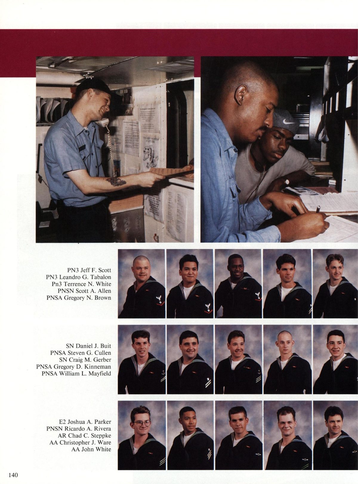 USS Constellation 1994–95 cruise book, page 132 (Ship's Company) — PN3 Leandro G. Pn3 Terrence N. White PNSN Scott A. Allen PNSA Gregory N. Brown SN Daniel J…