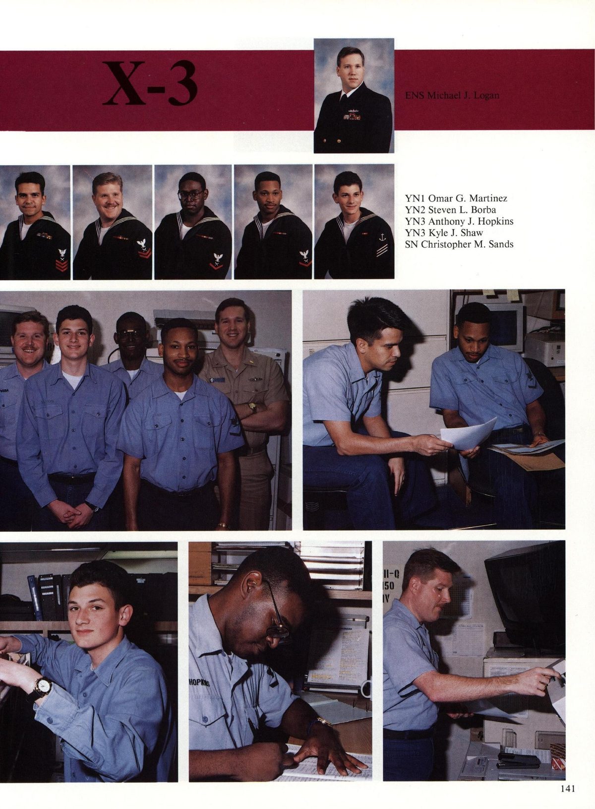 USS Constellation 1994–95 cruise book, page 133 (Ship's Company) — Martinez n L. Borba YN3 Anthony J. Hopkins YN3 Kyle J. Shaw SN Ch pher M. Sands…