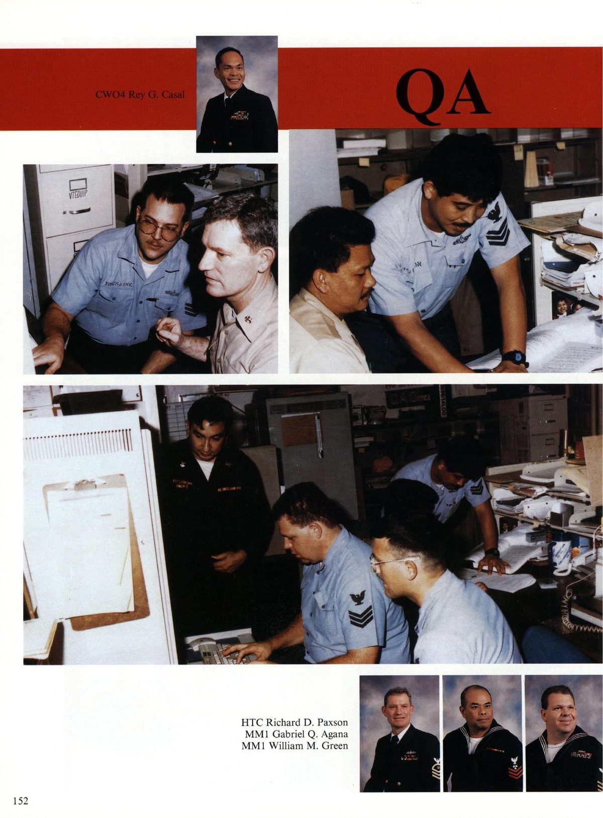 USS Constellation 1994–95 cruise book, page 142 (Ship's Company) — HTC Richard D. Paxson MMI Gabriel Q. Agana MMI William M. Green 152…