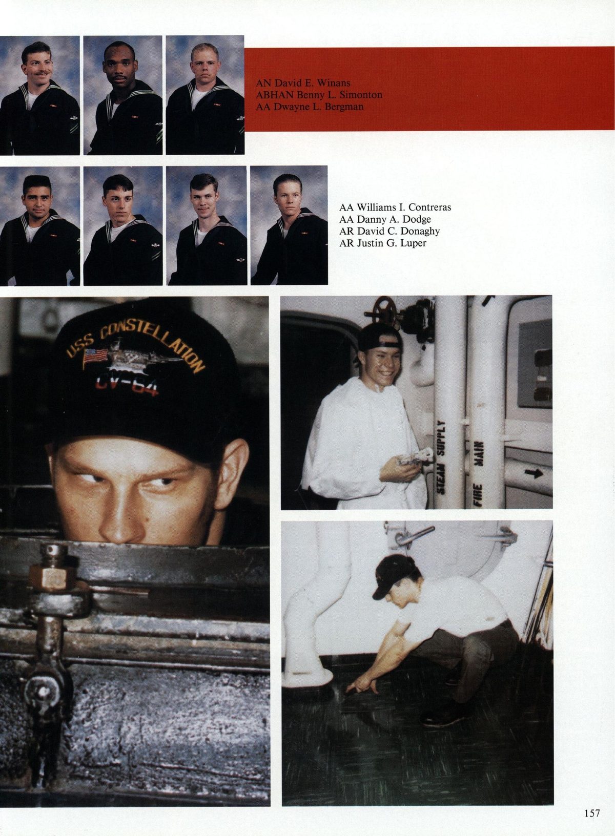 USS Constellation 1994–95 cruise book, page 147 — Ship's Company: photographs and page layout, no machine-readable text