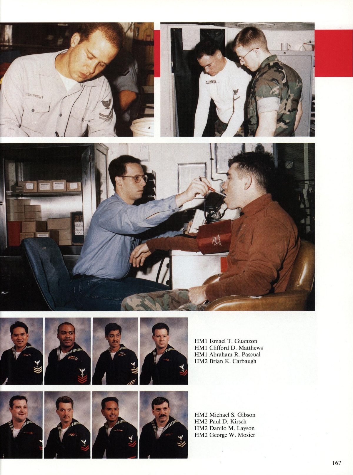 USS Constellation 1994–95 cruise book, page 155 (Ship's Company) — HMI Ismael T. Guanzon HMI Clifford D. Matthews HMI Abraham R. Pascual HM? Brian K. Carbaugh…