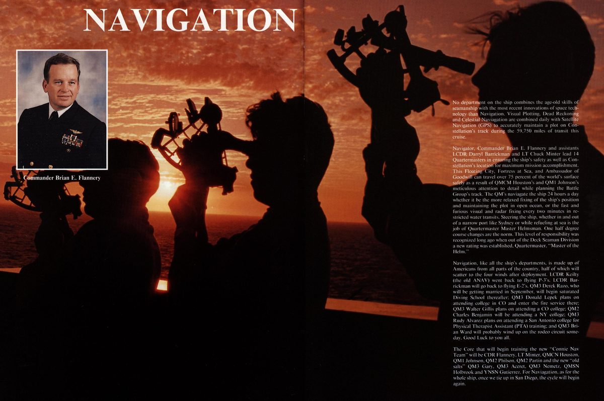 USS Constellation 1994–95 cruise book, page 158 (Ship's Company) — ty No department on the ship combines the age-old skills of seamanship with the most recent…