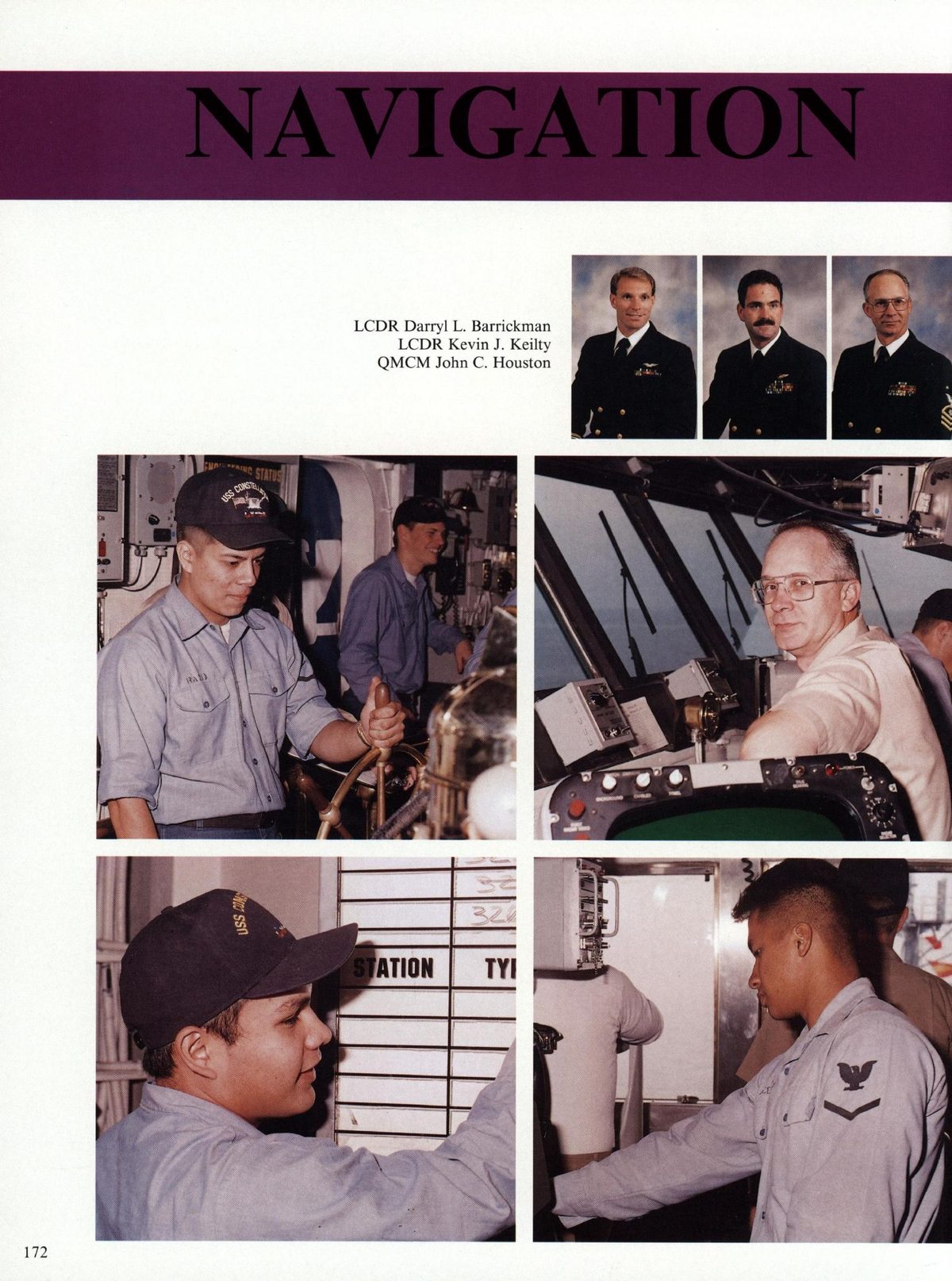 USS Constellation 1994–95 cruise book, page 159 (Ship's Company) — LCDR Darryl L. Barrickman } LCDR Kevin J. Keilty QMCM John C. Houston 172…