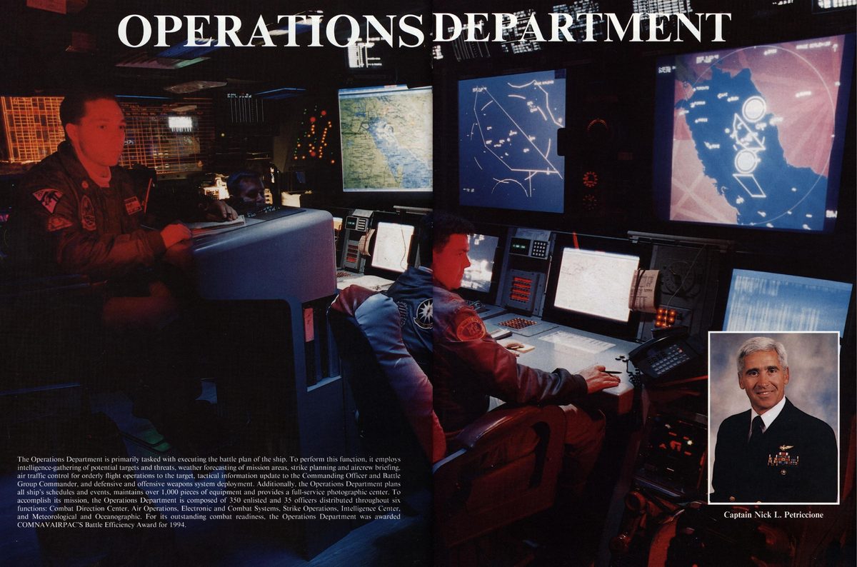 USS Constellation 1994–95 cruise book, page 161 (Ship's Company) — gh ERLE BR ede The Operations Department is primarily tasked with executing the battle plan of…