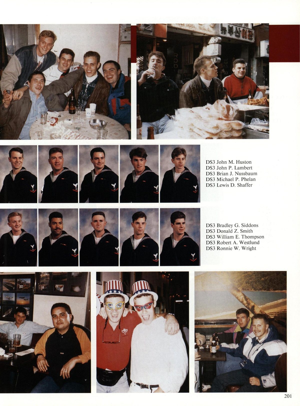USS Constellation 1994–95 cruise book, page 187 (Ship's Company) — John M. Huston John P. Lambert DS3 Lewis D. Sh…