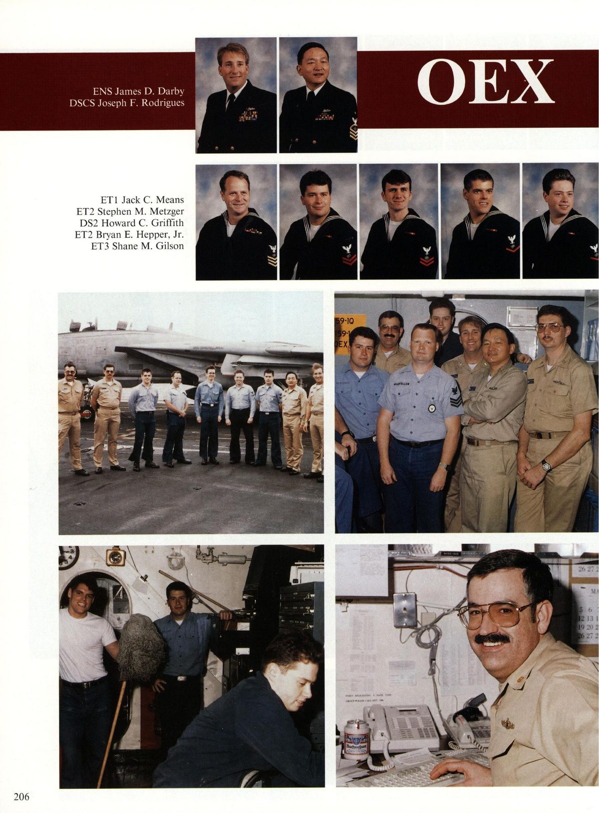 USS Constellation 1994–95 cruise book, page 191 (Ship's Company) — ENS James D. Darby DSCS Joseph F. Rodrigues ETI Jack C. M DS2 Howard C. Griffith…