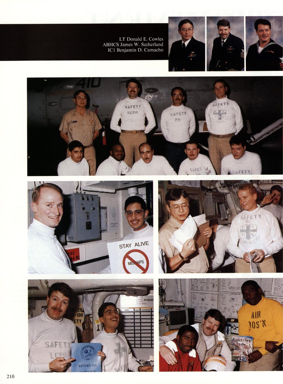 USS Constellation 1994–95 cruise book, page 194 (Ship's Company) — LT Donald E. Cowles ABHCS James W. Sutherland IC1 Benjamin D. Camacho AIR wos’…