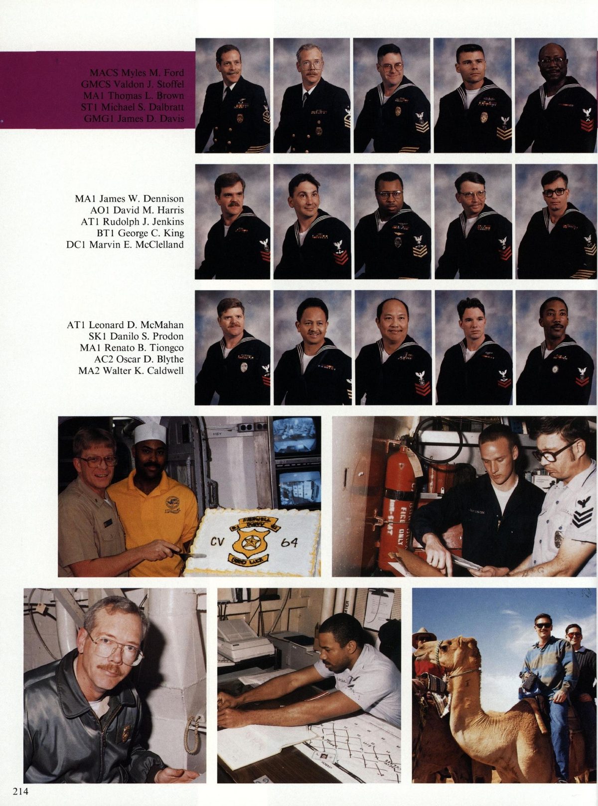 USS Constellation 1994–95 cruise book, page 197 (Ship's Company) — MAI James W. Dennison O01 David M. H 1 Rudolph J. Jenki DC1 Marvin E. Met AT1 Leonard D…