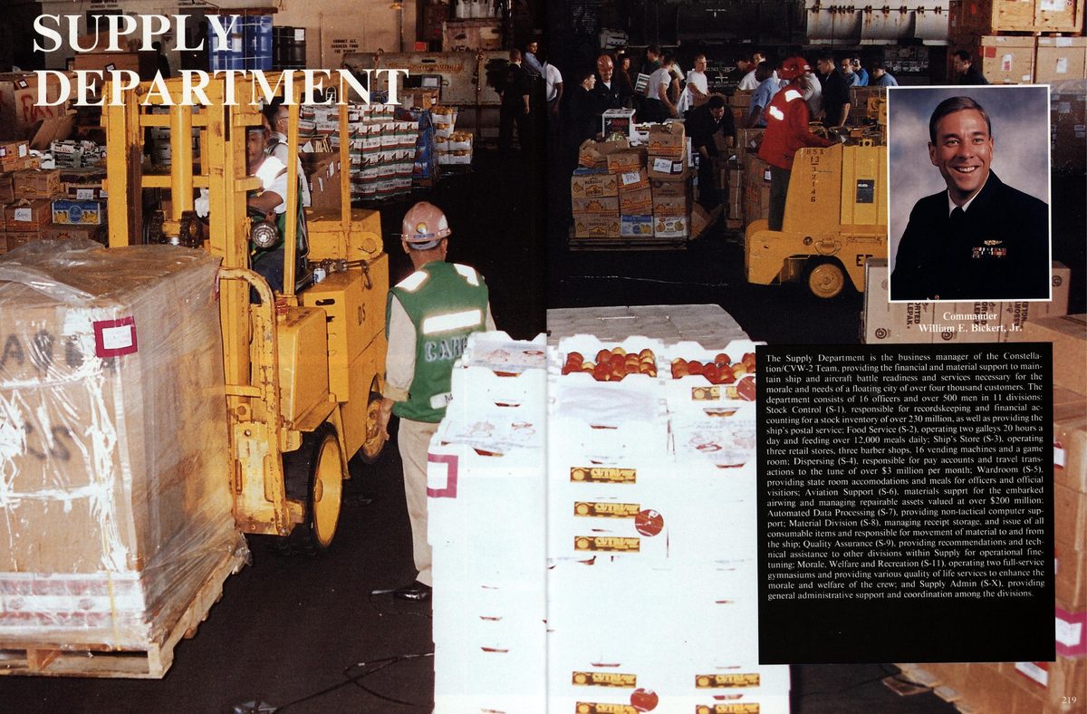 USS Constellation 1994–95 cruise book, page 201 (Ship's Company) — 8 | eae D The Supply Department is the business manager of the Constella tion/CVW-2 Team…