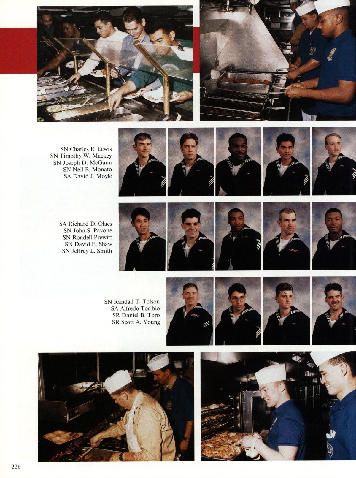 USS Constellation 1994–95 cruise book, page 208 (Ship's Company) — SN Timothy W. Me SN Joseph D. McGann Neil B. Monato David J. Moyle SA Richard D. Olaes SN…