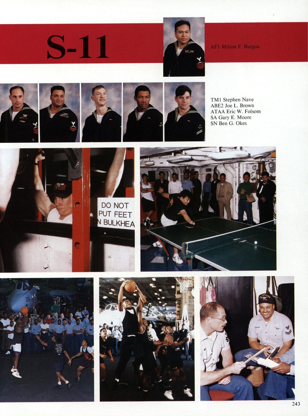USS Constellation 1994–95 cruise book, page 225 (Ship's Company) — » TMI Stephen Nave ) ABE2 Joe L. Brown W. Folsom Moore Okes…