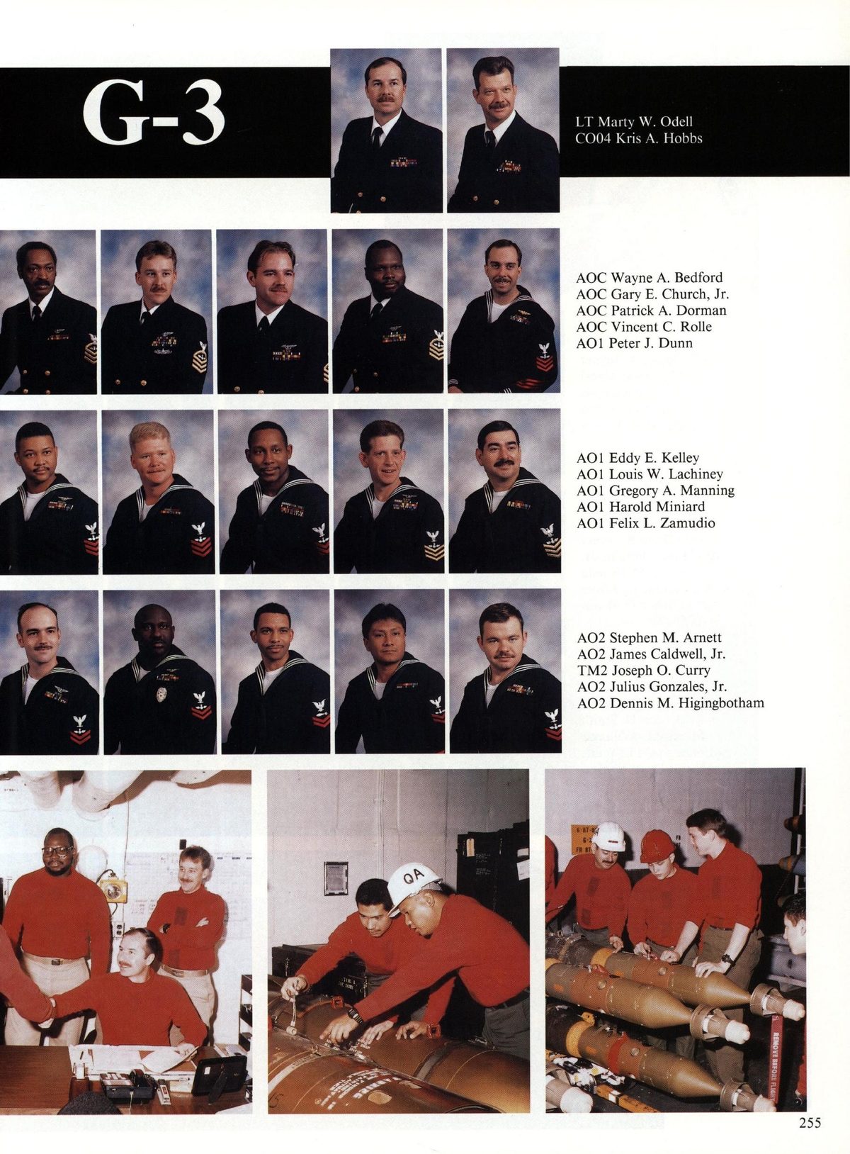 USS Constellation 1994–95 cruise book, page 235 (Ship's Company) — LTM W. Odell C004 Kris A. Hobbs AOC Wayne A. Bedford AOC Gary E. Church, Jr. AOC Patrick A…
