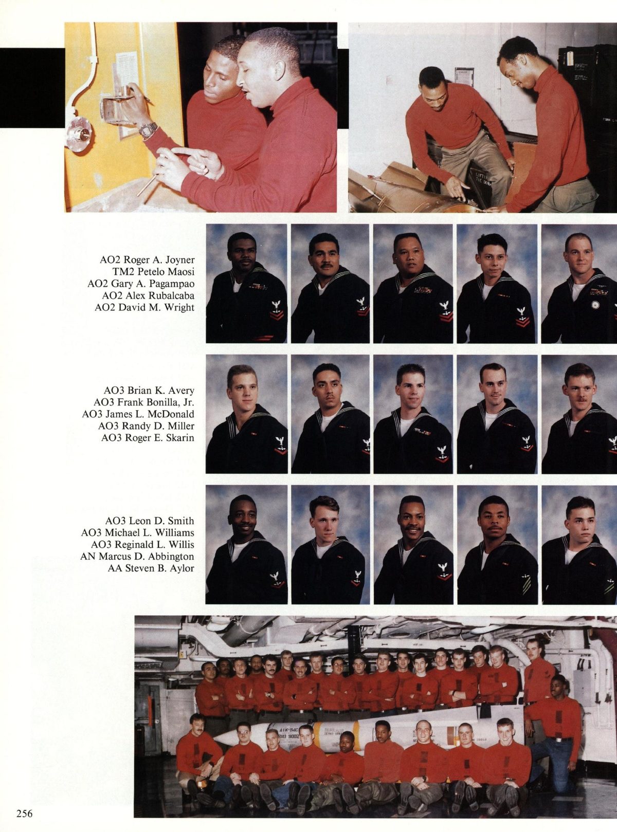 USS Constellation 1994–95 cruise book, page 236 (Ship's Company) — AO2 Roger A. Joyner TM2 Petelo Maosi AO2 Gary A. Pagampao AO2 Alex Rubalcaba AO2 David M…