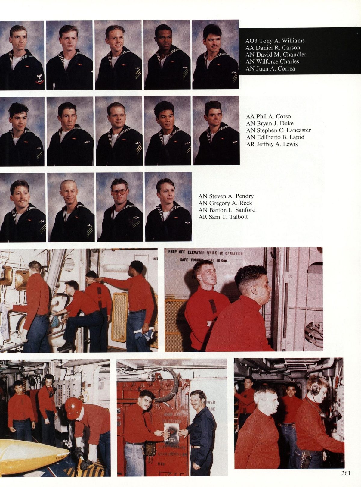 USS Constellation 1994–95 cruise book, page 241 (Ship's Company) — AA Daniel R. Carson AN David M. Chandler Charles AN Juan A. Correa AA Phil A. Corso AN Bryan…