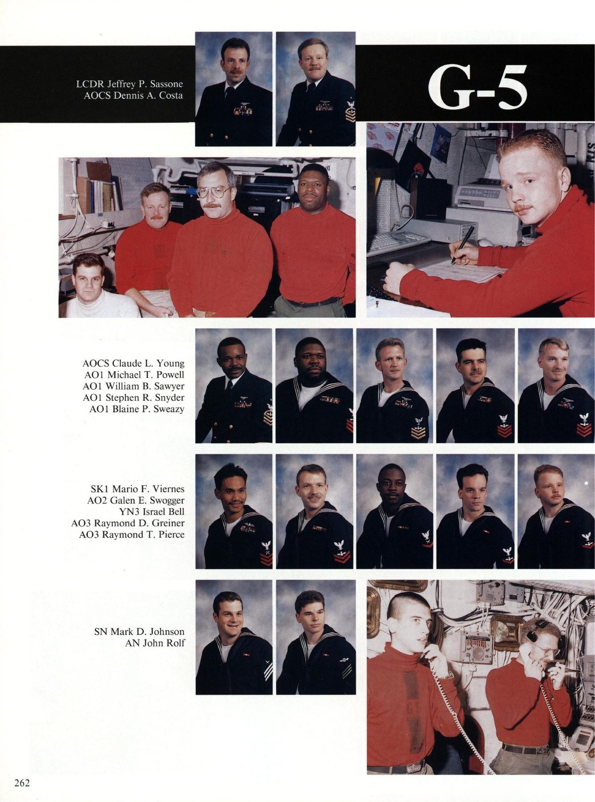 USS Constellation 1994–95 cruise book, page 242 (Ship's Company) — AOCS Claude L. Young AOI Michael T. Powell AOI William B. Sawyer AOI Stephen R. Snyder AO]…