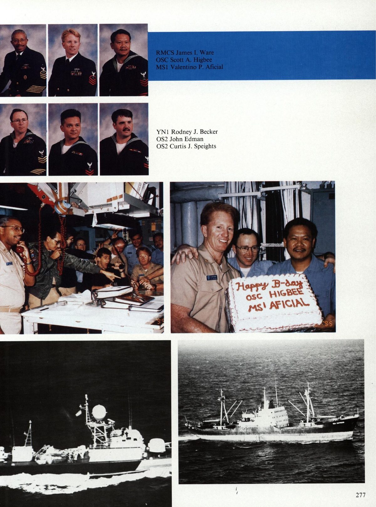 USS Constellation 1994–95 cruise book, page 256 (Cruiser-Destroyer Group & DESRON) — YNI Rodney J. Becker Os OS2 John Edman OS2 Curtis J. Speights…