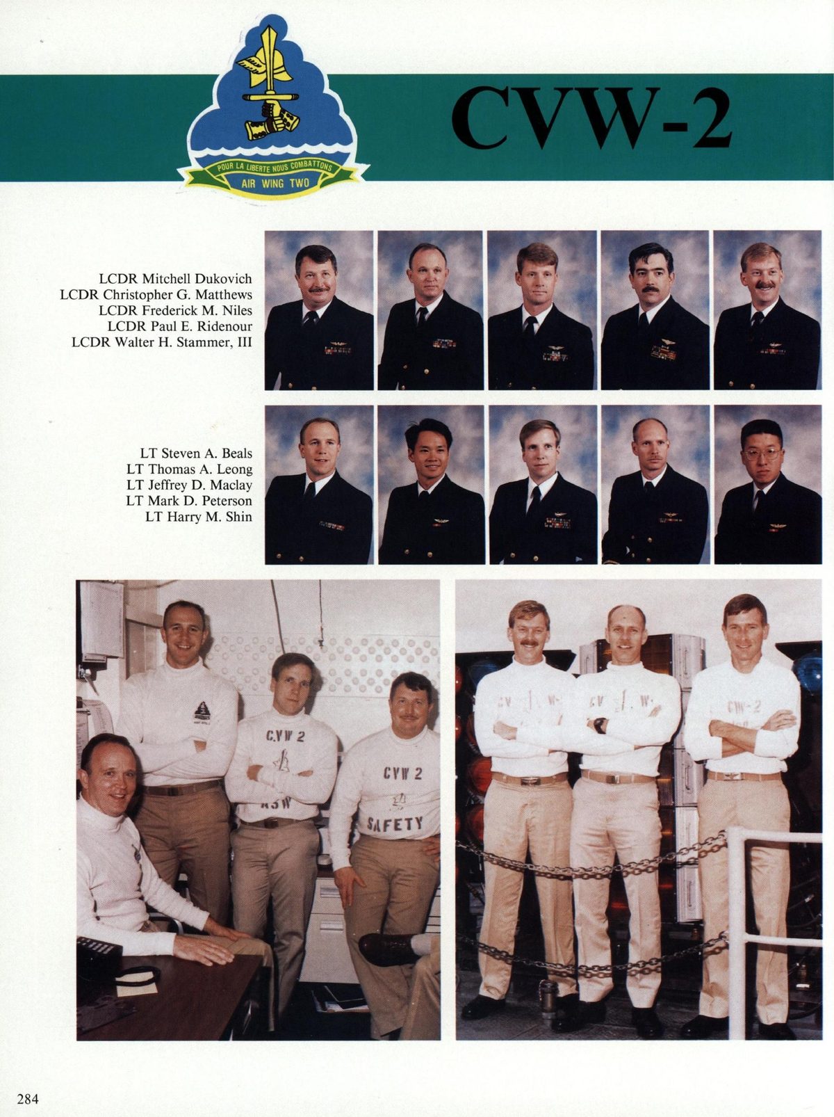 USS Constellation 1994–95 cruise book, page 262 (Carrier Air Wing Two (CVW-2)) — ae FOUN A Lee us MEATTON Se 3 Ce 284 LCDR Mitchell Dukovich LCDR Christopher G. Matthews 7…