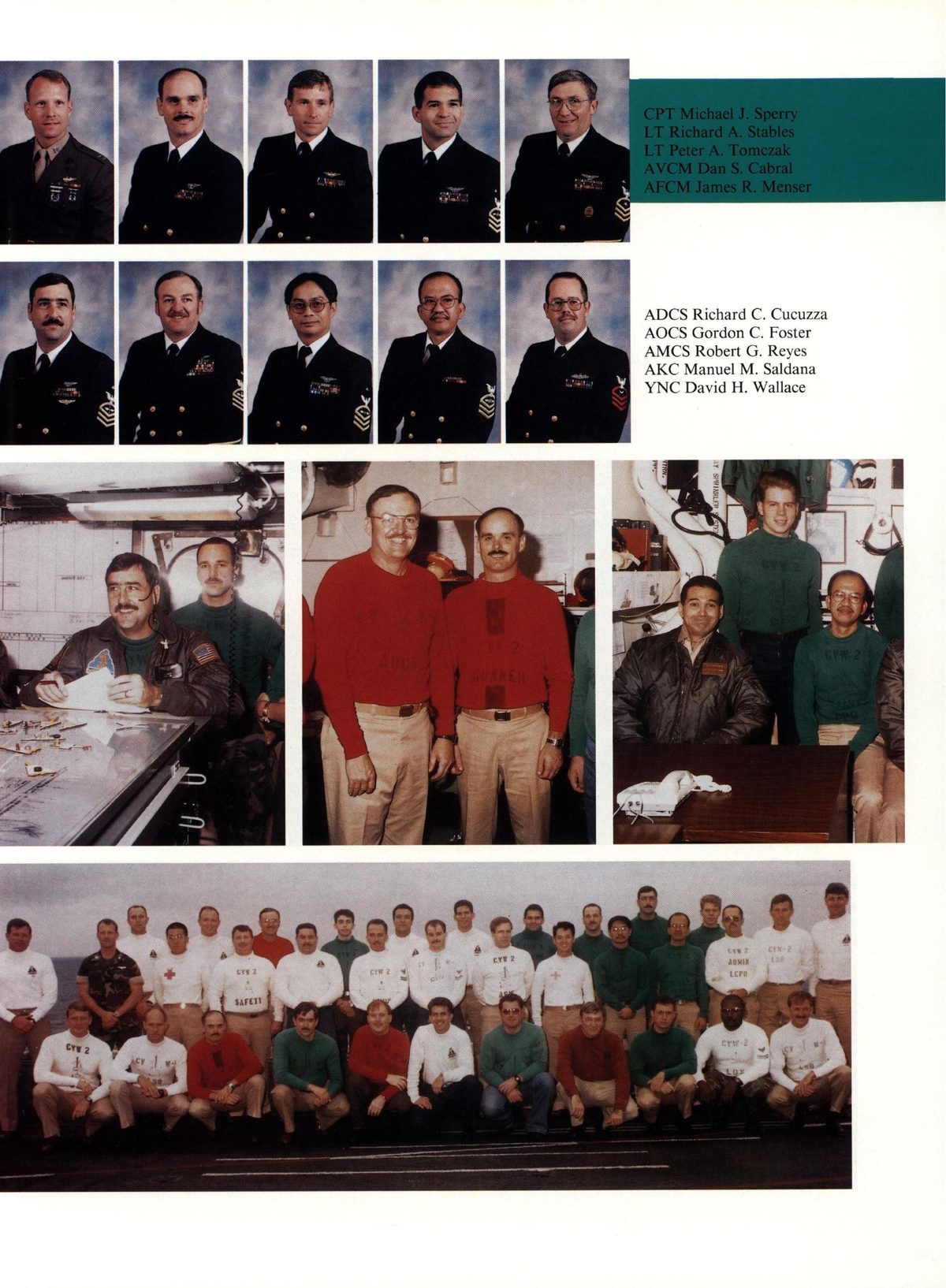 USS Constellation 1994–95 cruise book, page 263 (Carrier Air Wing Two (CVW-2)) — ADCS Richard C. Cucuzza sordon C. Foster Robert G. Rey…