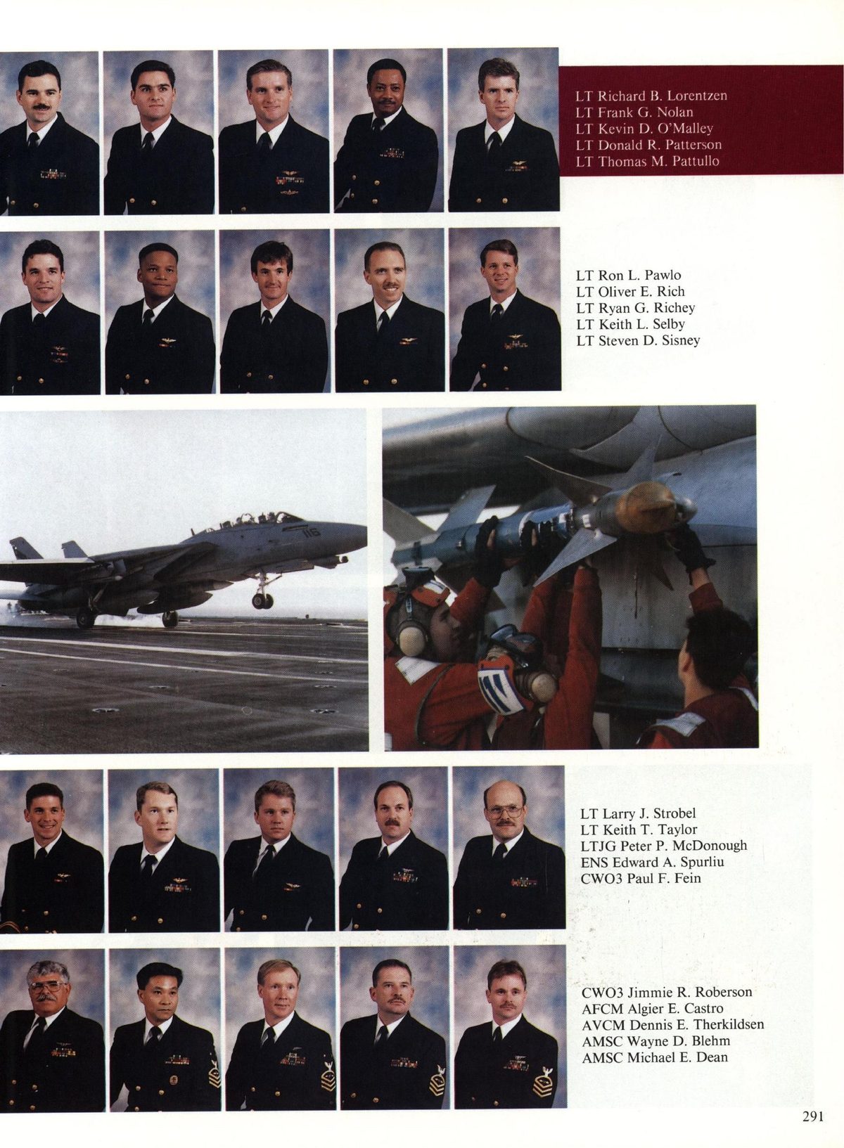 USS Constellation 1994–95 cruise book, page 268 (Carrier Air Wing Two (CVW-2)) — LT Richard B. Lorentze LT Frank G. Nolan LT Kevin D. O’Malle LT Donald R. Pattersor LT Thomas…