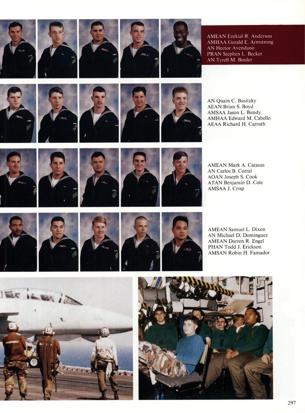 USS Constellation 1994–95 cruise book, page 274 (Carrier Air Wing Two (CVW-2)) — >RAN Stephen I AN Tyrell M. Bouler AMEAN Ezekial R. Anderson AMHAA Gerald E. Armstrong AN…