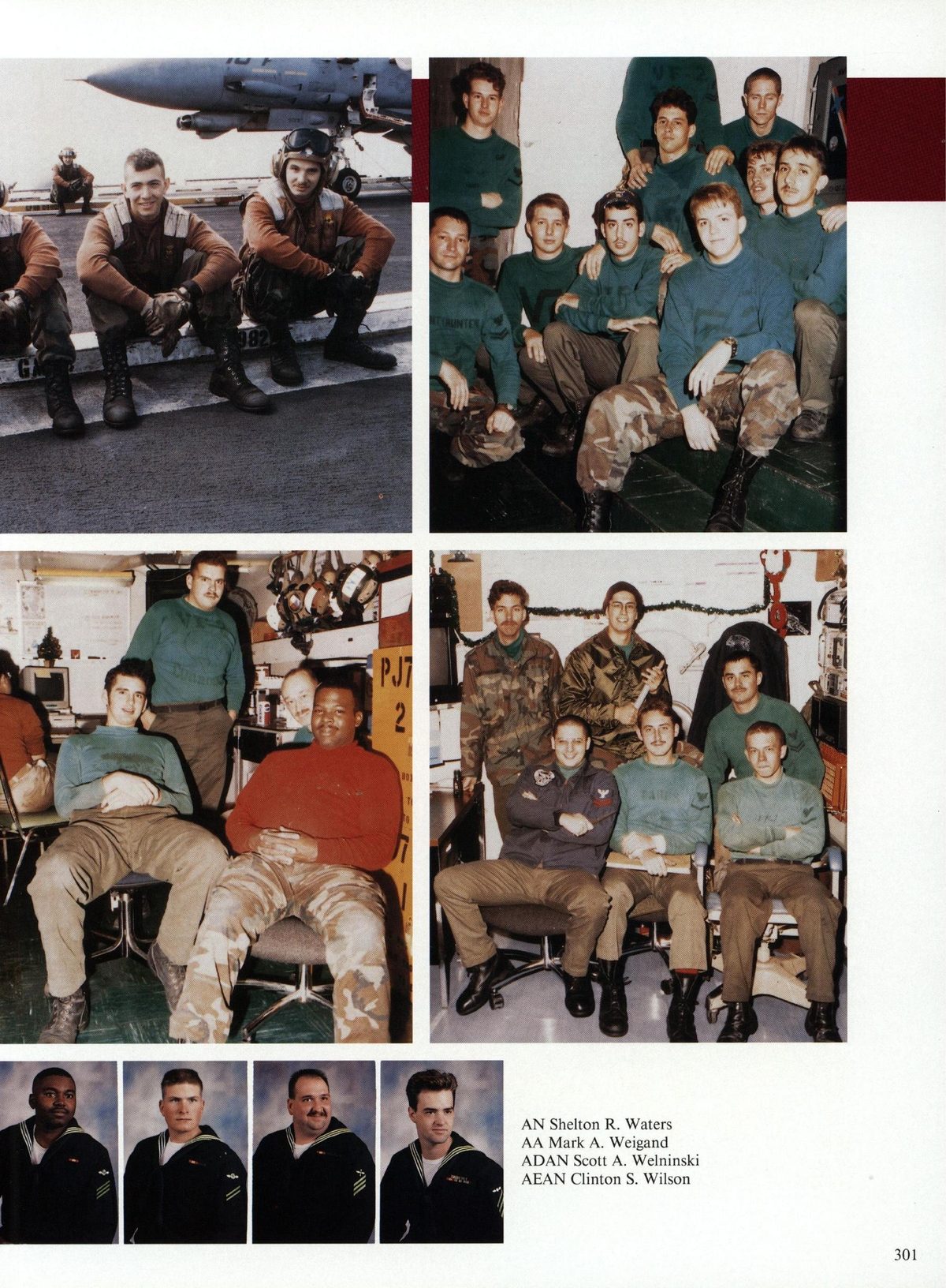 USS Constellation 1994–95 cruise book, page 278 (Carrier Air Wing Two (CVW-2)) — AN Shelton R. Waters e Ininski B AEAN Clinton S. Wilson…