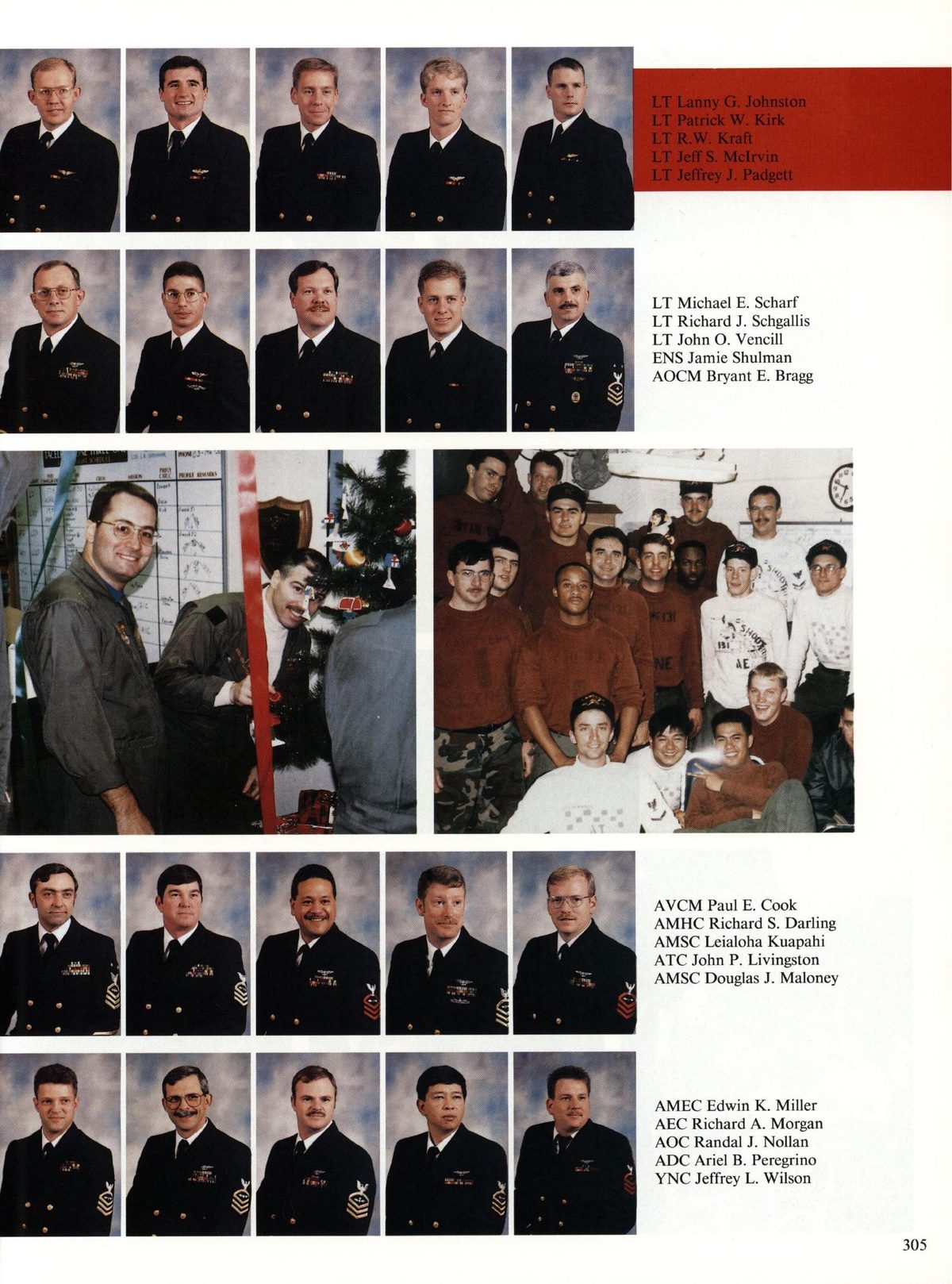 USS Constellation 1994–95 cruise book, page 281 (Carrier Air Wing Two (CVW-2)) — LT Lanny G. Johnston LT Patrick W. Kirk LT RW. Kraft LT Jeff S. Melrvin LT Jeffrey J. Padgett…
