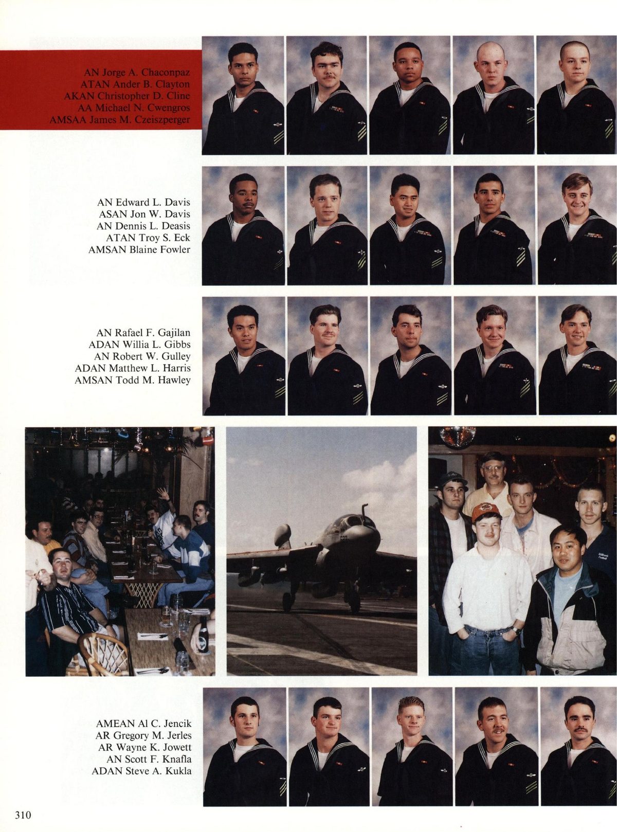 USS Constellation 1994–95 cruise book, page 286 (Carrier Air Wing Two (CVW-2)) — AN Jorge A. Chaconpaz i ATAN Ander B. Clayton _ AKAN Christopher D. Cline AA Michael N…