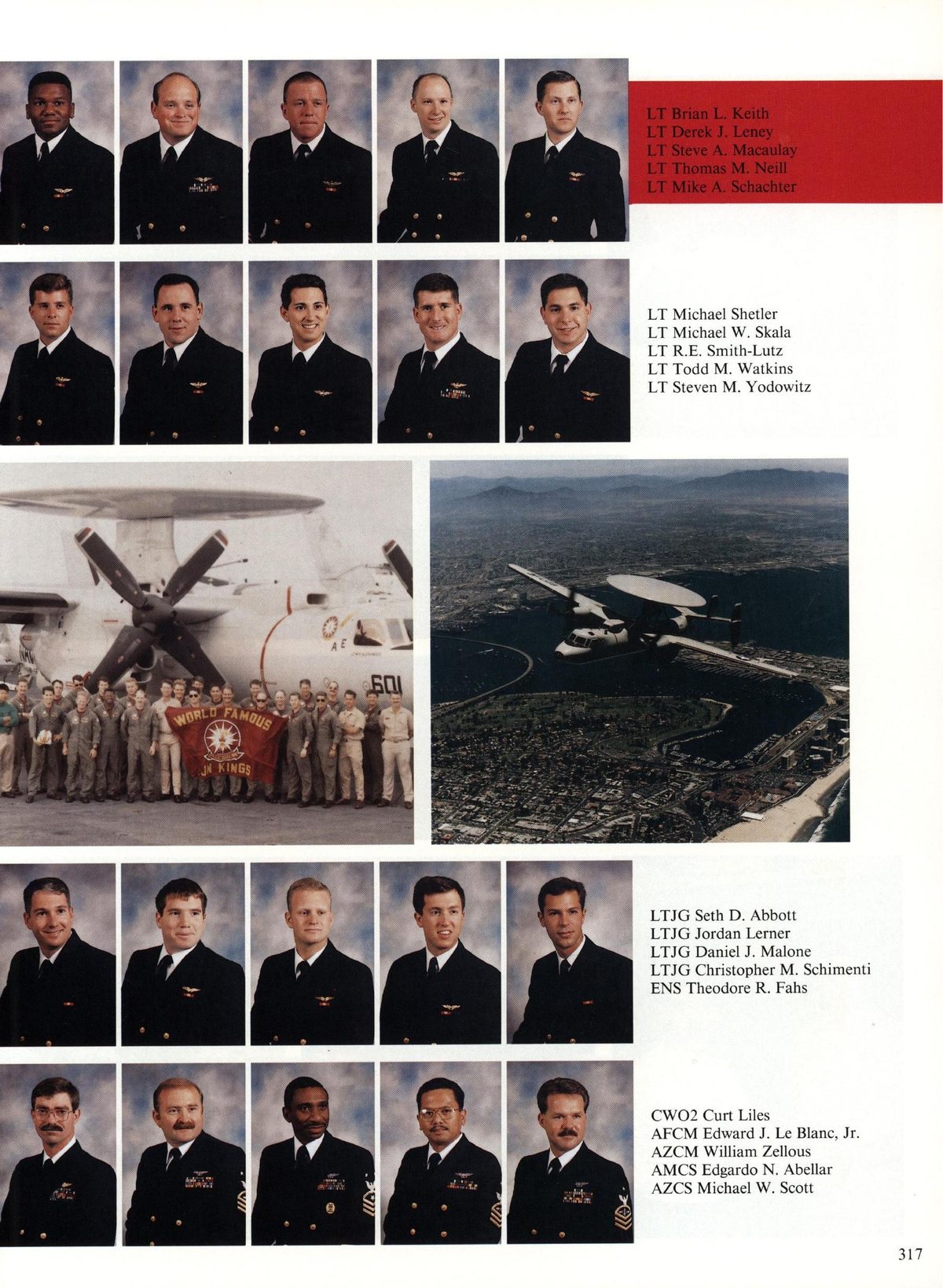 USS Constellation 1994–95 cruise book, page 292 (Carrier Air Wing Two (CVW-2)) — LT Brian L. Keith LT Derek J. Leney LT Steve A. Macaulay LT Thomas M. Neill LT Mike A…