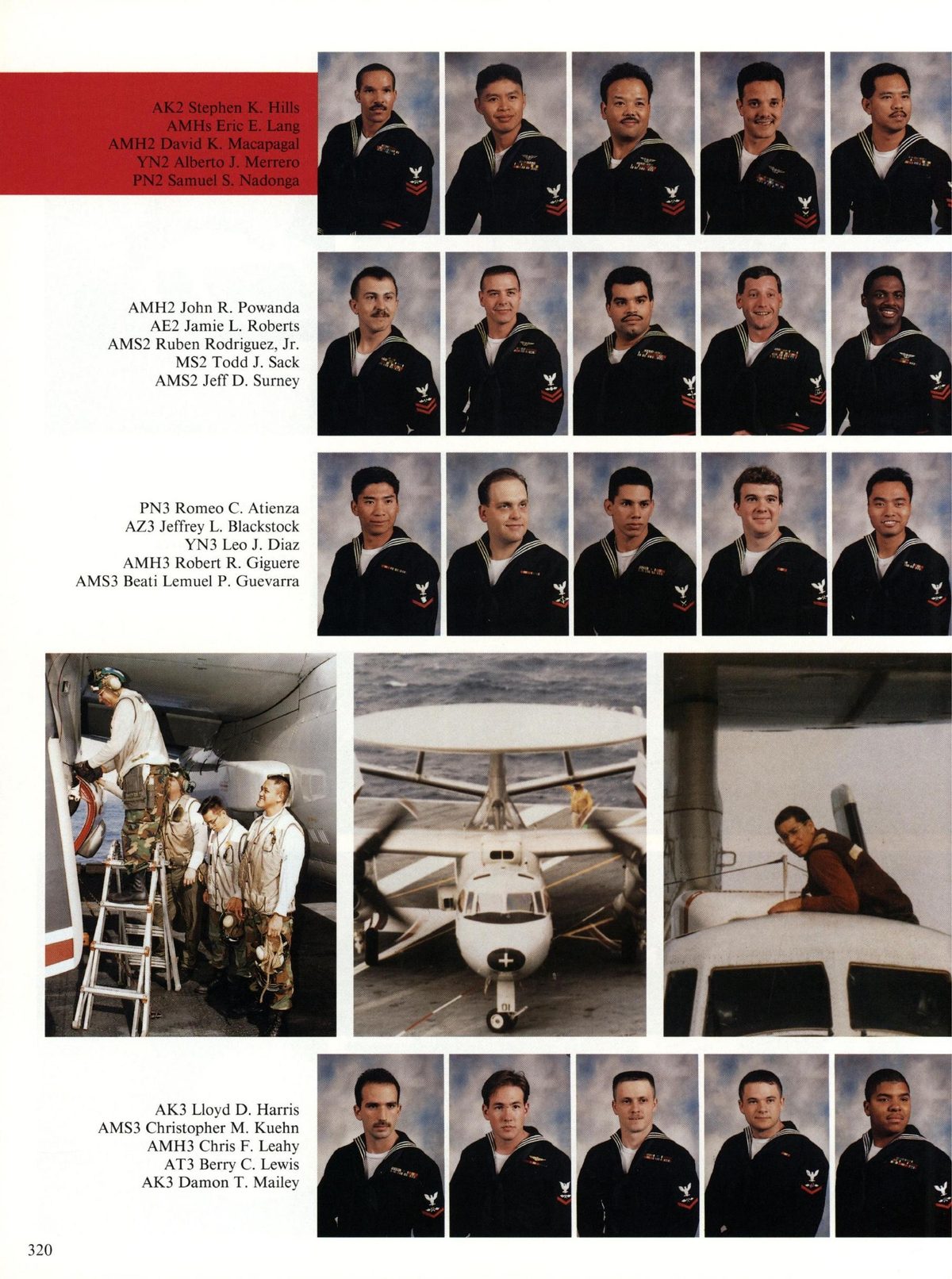 USS Constellation 1994–95 cruise book, page 295 (Carrier Air Wing Two (CVW-2)) — AK2 Stephen K. Hills AMHSs Eric E. Lang AMH2 David K. Macapagal YN2 Alberto J. Merrero PN2…