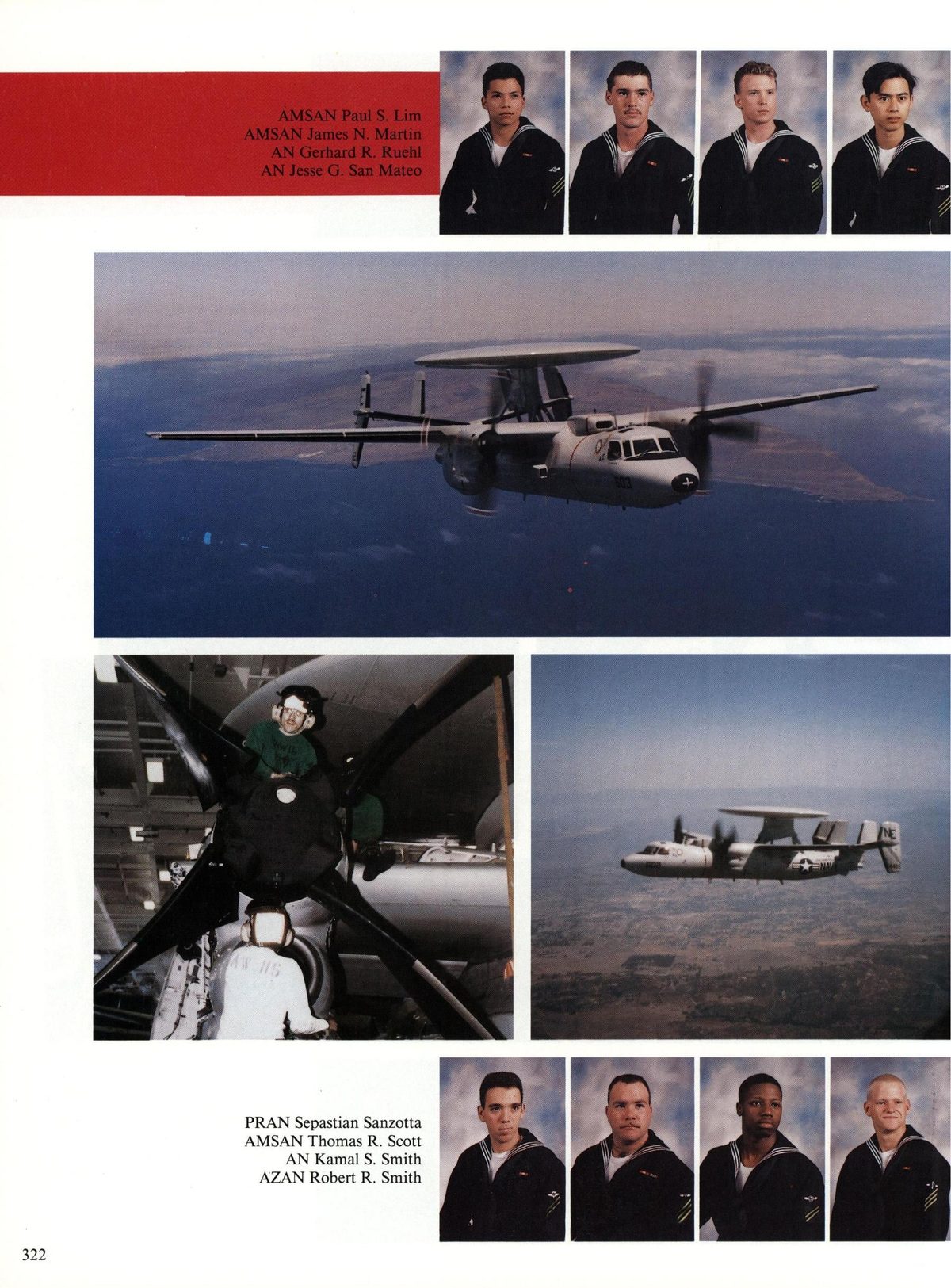 USS Constellation 1994–95 cruise book, page 297 (Carrier Air Wing Two (CVW-2)) — PRAN Sepastian Sanzotta AMSAN Thomas R. Scott AN Kamal S. Smith AZAN Robert R. Smith…