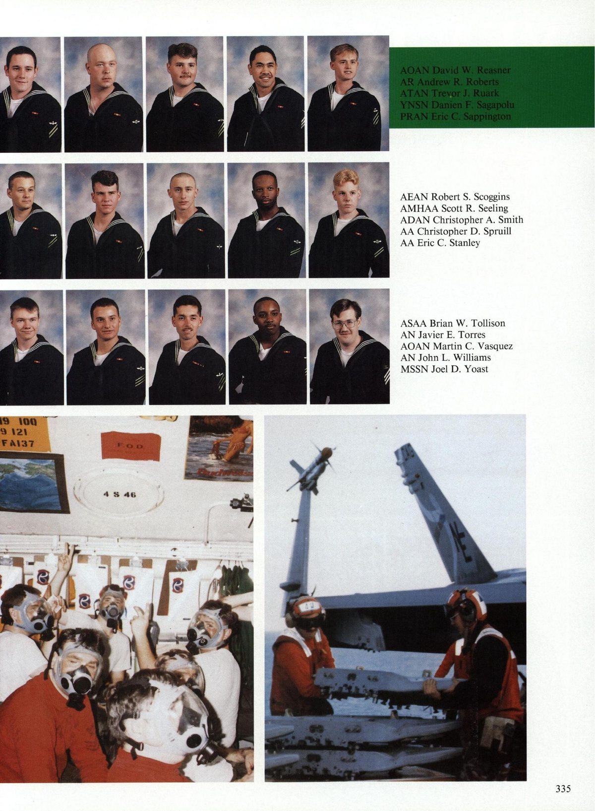 USS Constellation 1994–95 cruise book, page 309 (Carrier Air Wing Two (CVW-2)) — AEAN Robert S. Scoggins AMHAA Scott R. Seeling ADAN Christopher A. Smith AA Christopher D…
