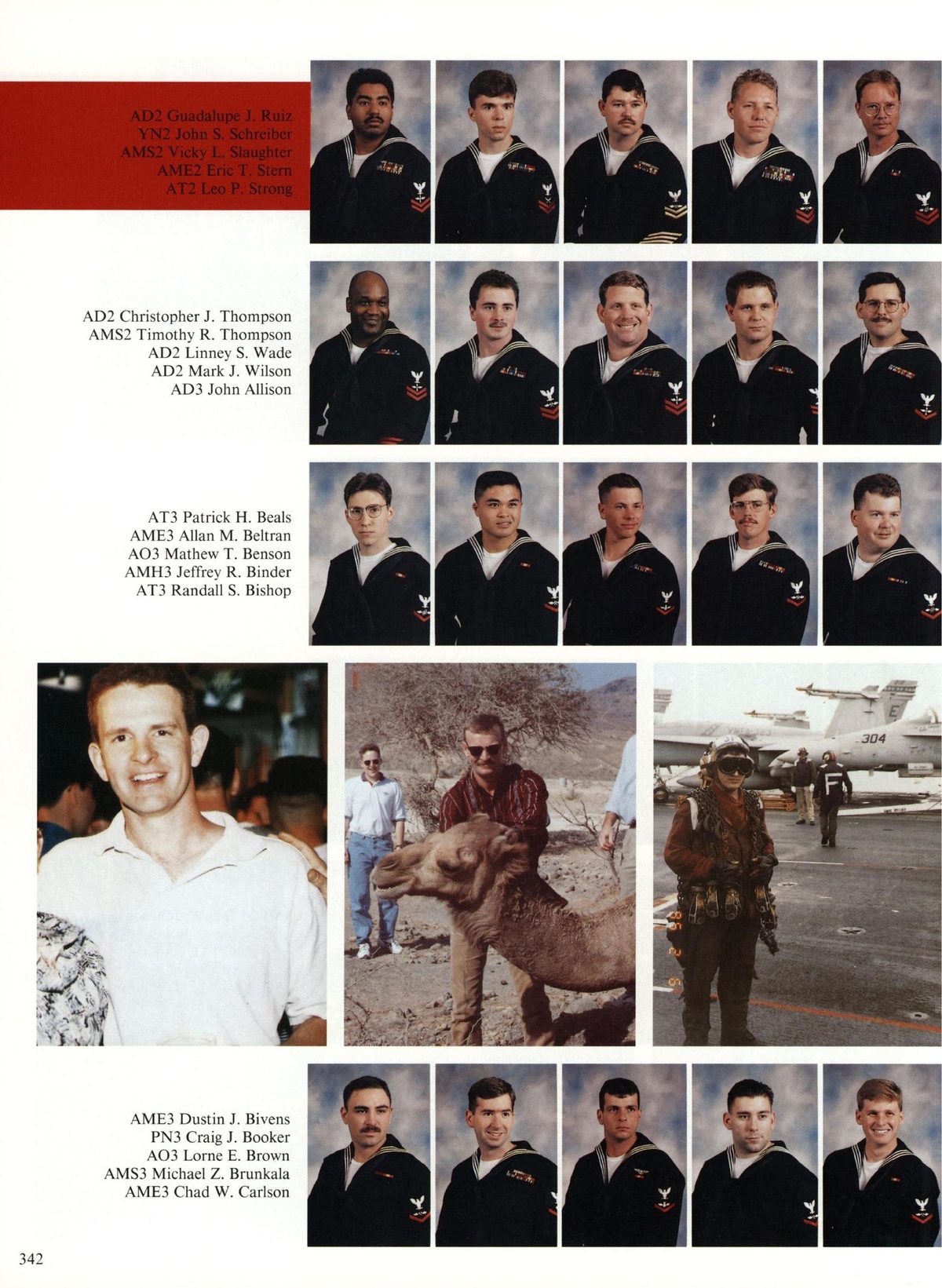 USS Constellation 1994–95 cruise book, page 315 (Carrier Air Wing Two (CVW-2)) — 342 AD2 Christopher J. Thompson AMS2 Timothy R. Thompson AD2 Linney S. Wade AD2 Mark J. Wilson…