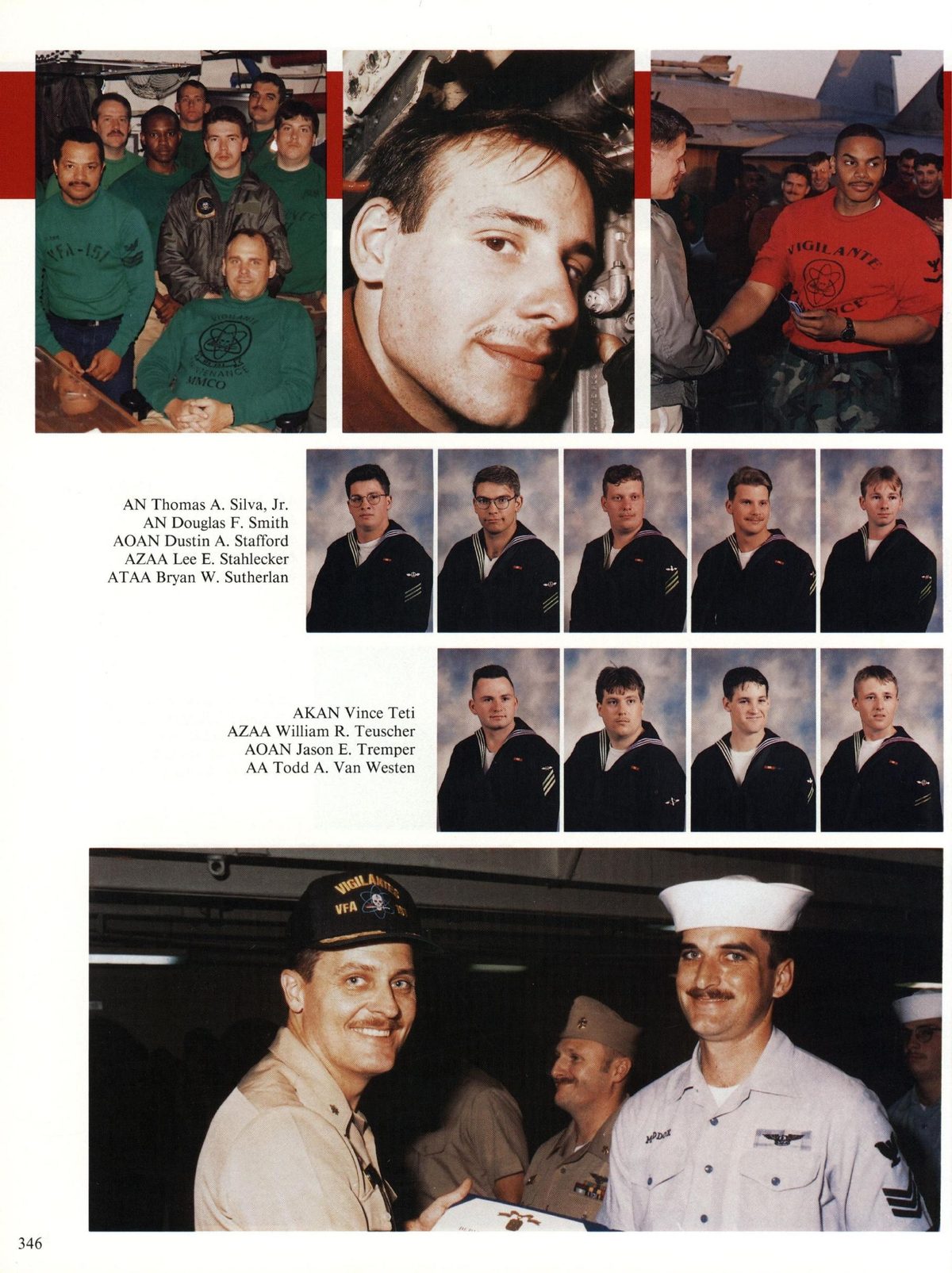 USS Constellation 1994–95 cruise book, page 319 — Carrier Air Wing Two (CVW-2): photographs and page layout, no machine-readable text