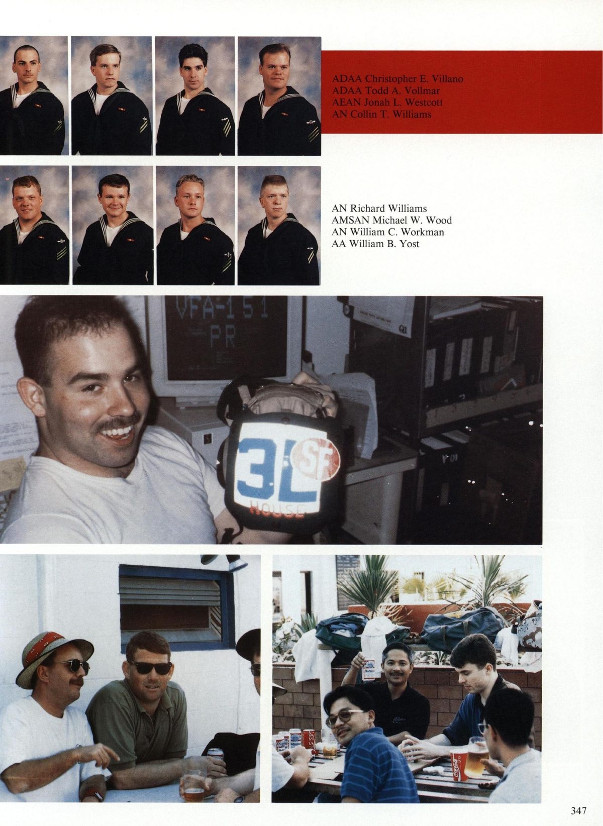 USS Constellation 1994–95 cruise book, page 320 (Carrier Air Wing Two (CVW-2)) — ADAA Christopher E. Villano ADAA Todd A. Vollmar AEAN Jonah L. Westcott AN Collin T. Williams…