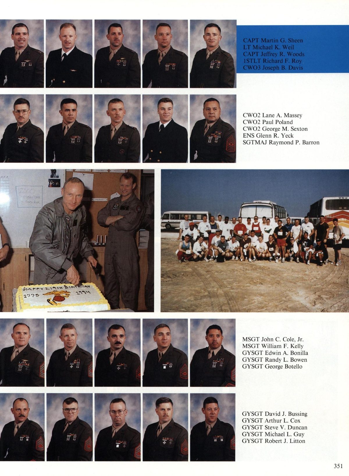USS Constellation 1994–95 cruise book, page 323 (Carrier Air Wing Two (CVW-2)) — CWO? Lane A. M: SGTMAJ Raymond P. Barron ee HAP OT Bw bar = a MSGT John C. Cole, Jr. MSGT…