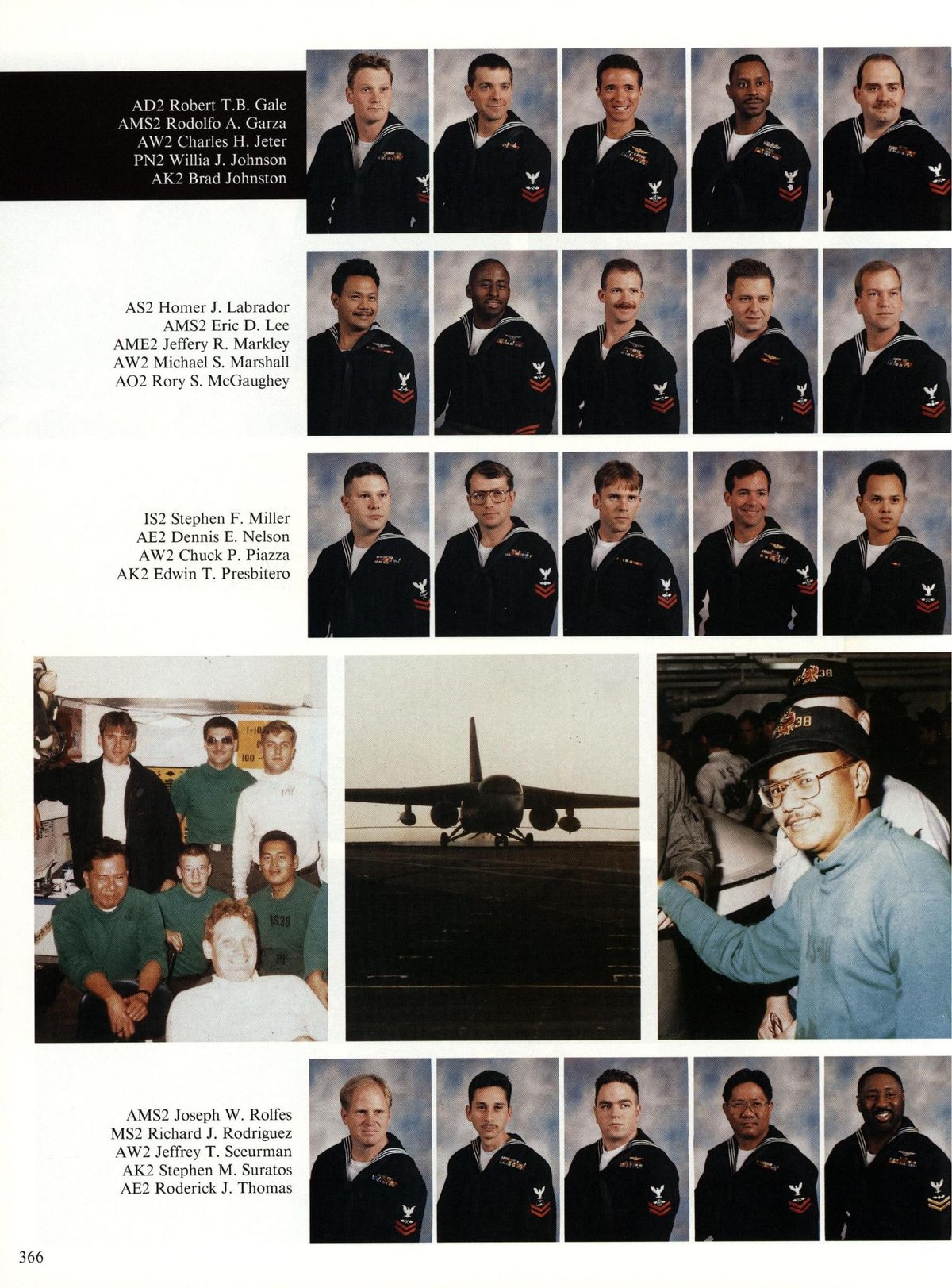 USS Constellation 1994–95 cruise book, page 337 (Carrier Air Wing Two (CVW-2)) — AD2 Robert T.B. C AMS2 Rodolfo A. Garza AW? Charles H. Jeter PN? Willia J. Johnson AK2 Brad…