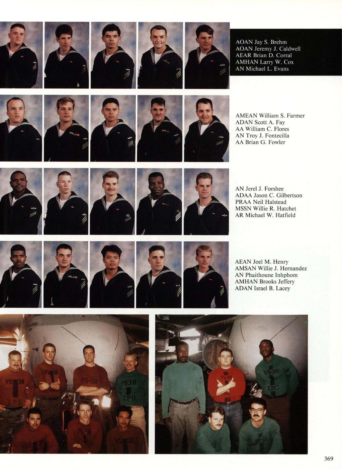USS Constellation 1994–95 cruise book, page 340 (Carrier Air Wing Two (CVW-2)) — AOAN Jay S. Brehm AOAN my J. Caldwell AEAR Brian D. Corral AMHAN Larry W. Cox AN Michael L…
