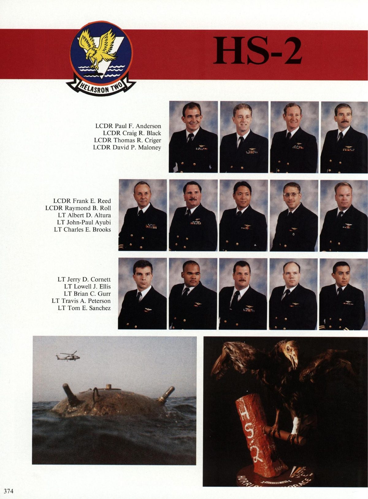 USS Constellation 1994–95 cruise book, page 344 (Carrier Air Wing Two (CVW-2)) — LCDR Paul F. Anderson LCDR Craig R. Black LCDR Thomas R. Criger LCDR David P. Maloney LCDR…