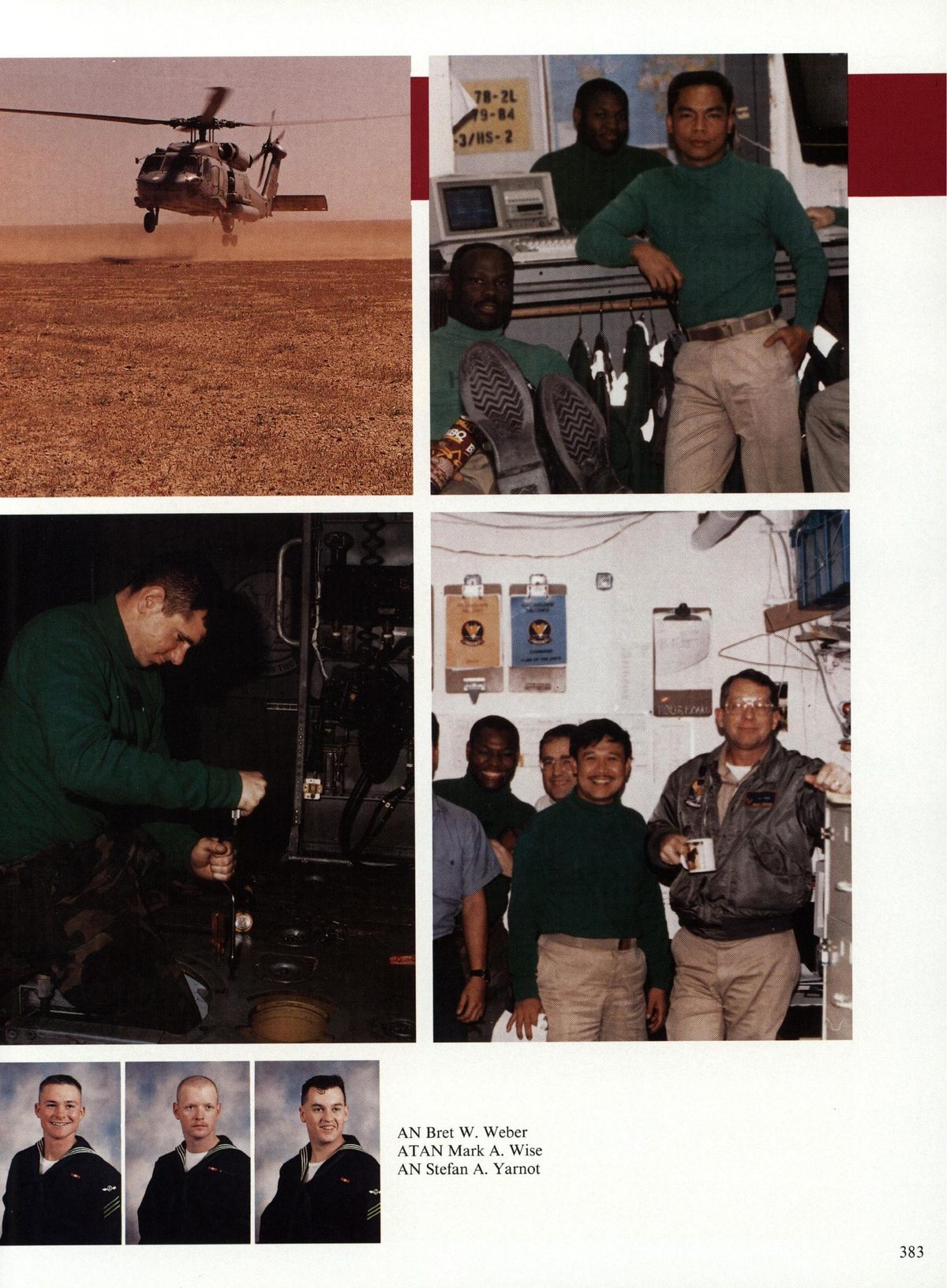 USS Constellation 1994–95 cruise book, page 353 (Carrier Air Wing Two (CVW-2)) — AN Bret W. Weber TAN Mark A. Wise AN Stefan A. Yarnot…